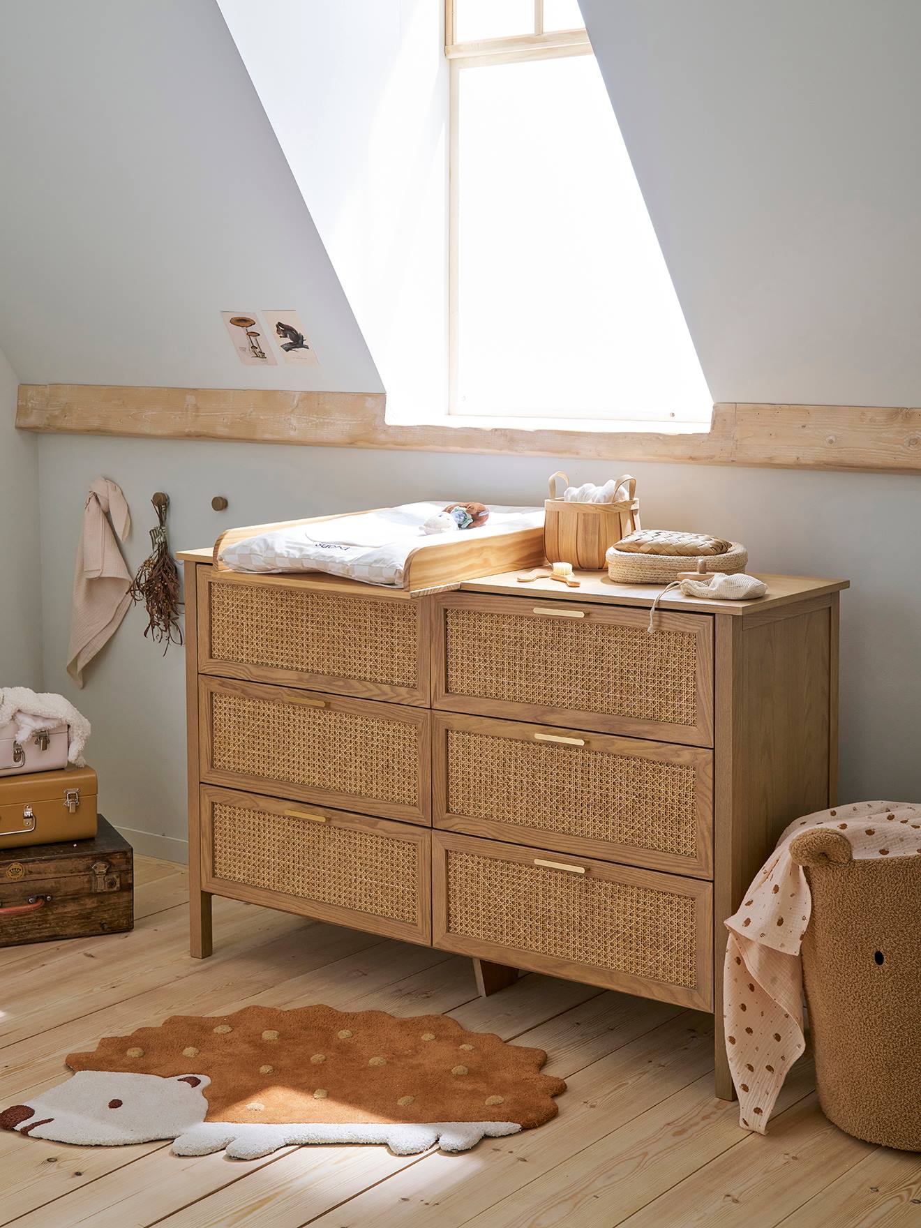vertbaudet Rattan-Kommode ELLA Tiefe 42cm Kinderzimmer in natur