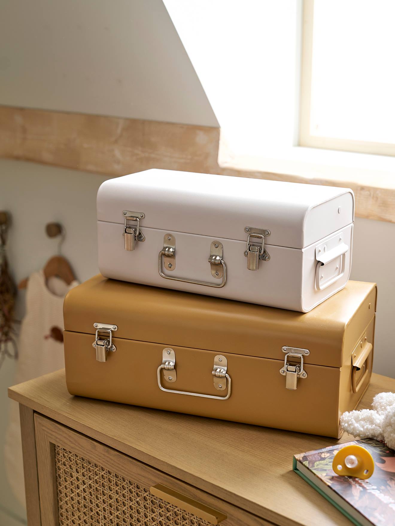 Vertbaudet 2Er-Set Kinder Aufbewahrungskoffer Aus Metall Zimt Einheitsgröße