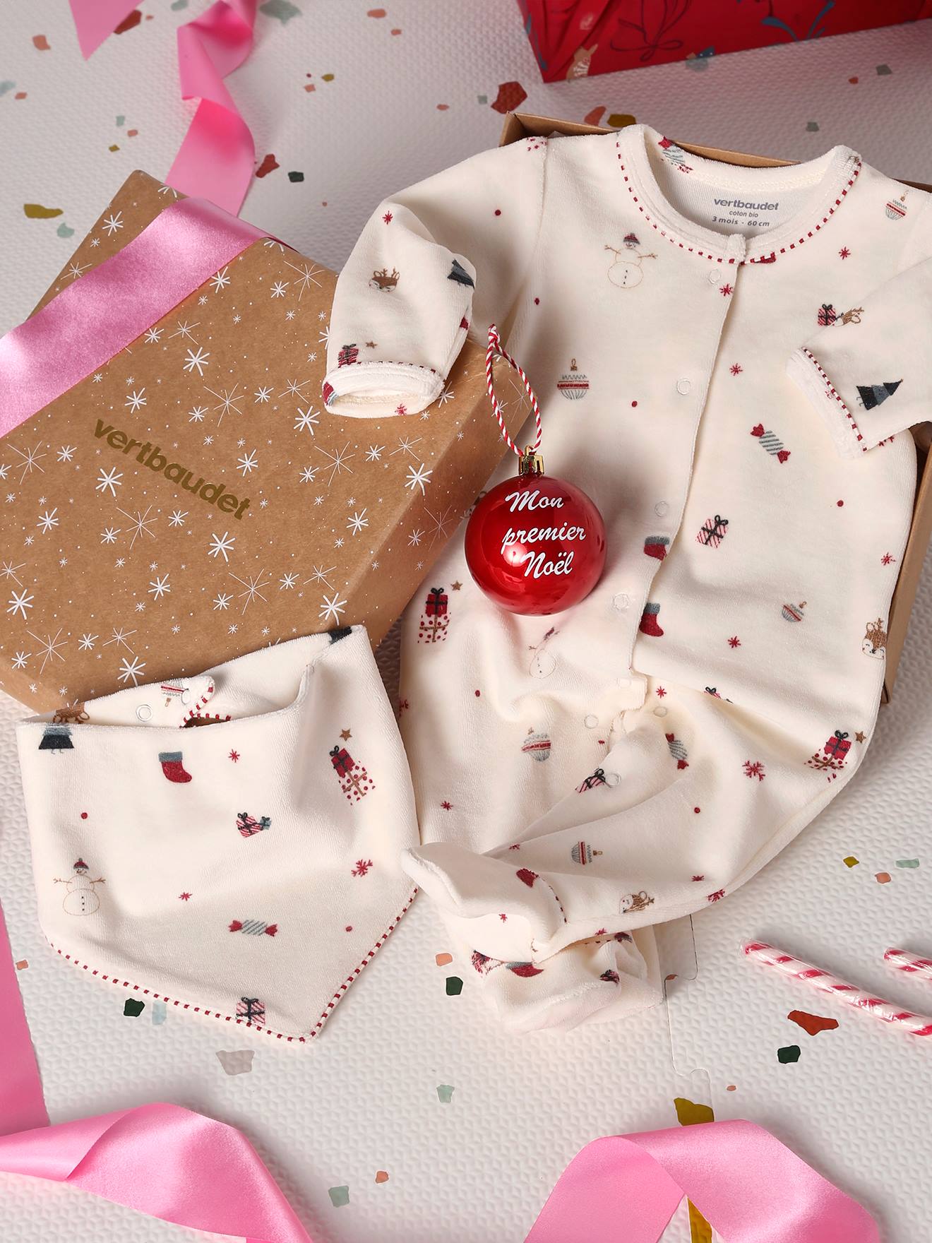 3-teiliges Baby-Set im Weihnachtsgeschenk-Karton Bio-Baumwolle