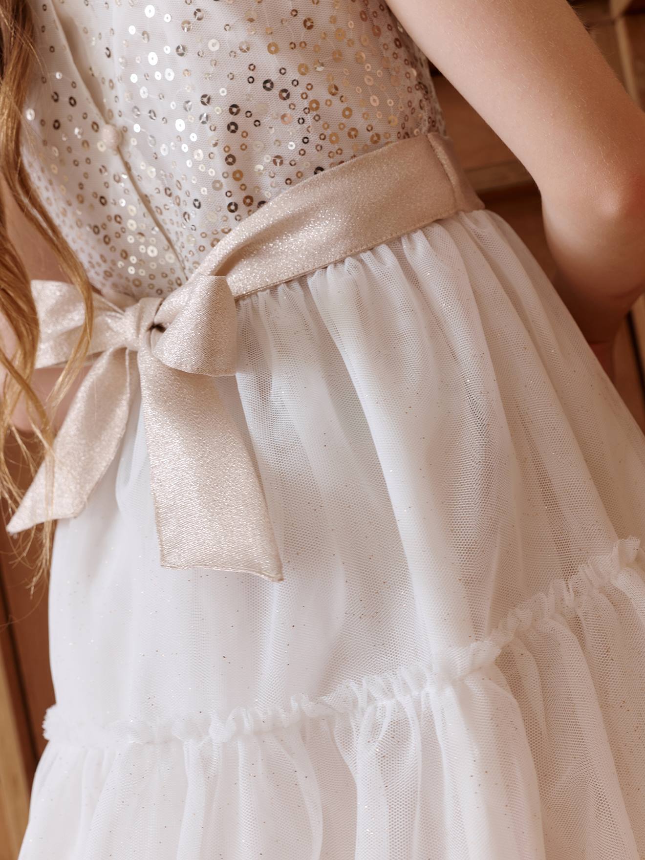 Thumbnail - Mädchen Weihnachtskleid mit Pailletten und Tüll