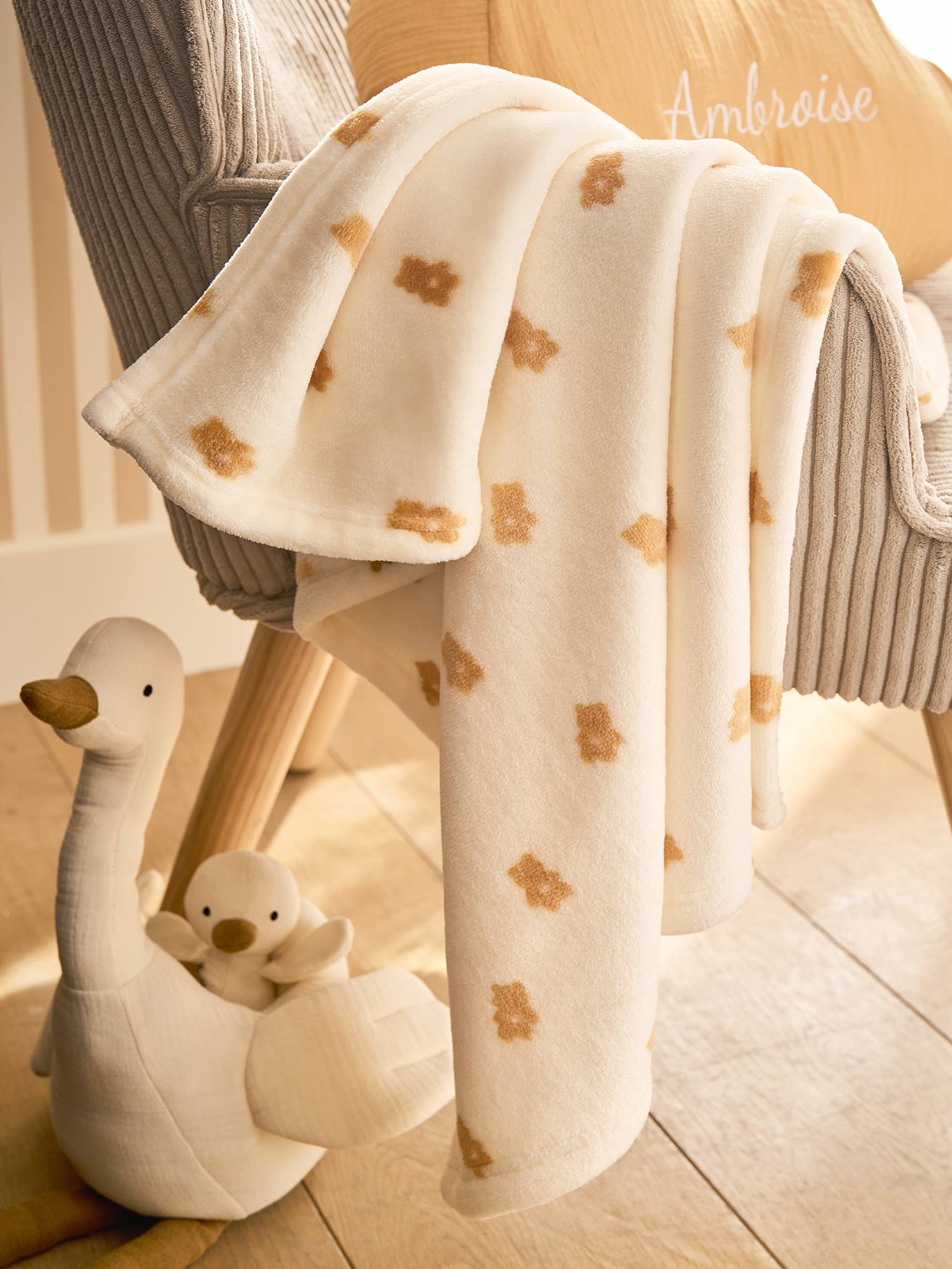 Vertbaudet Babydecke Weiß Kleiner Bär 75X100