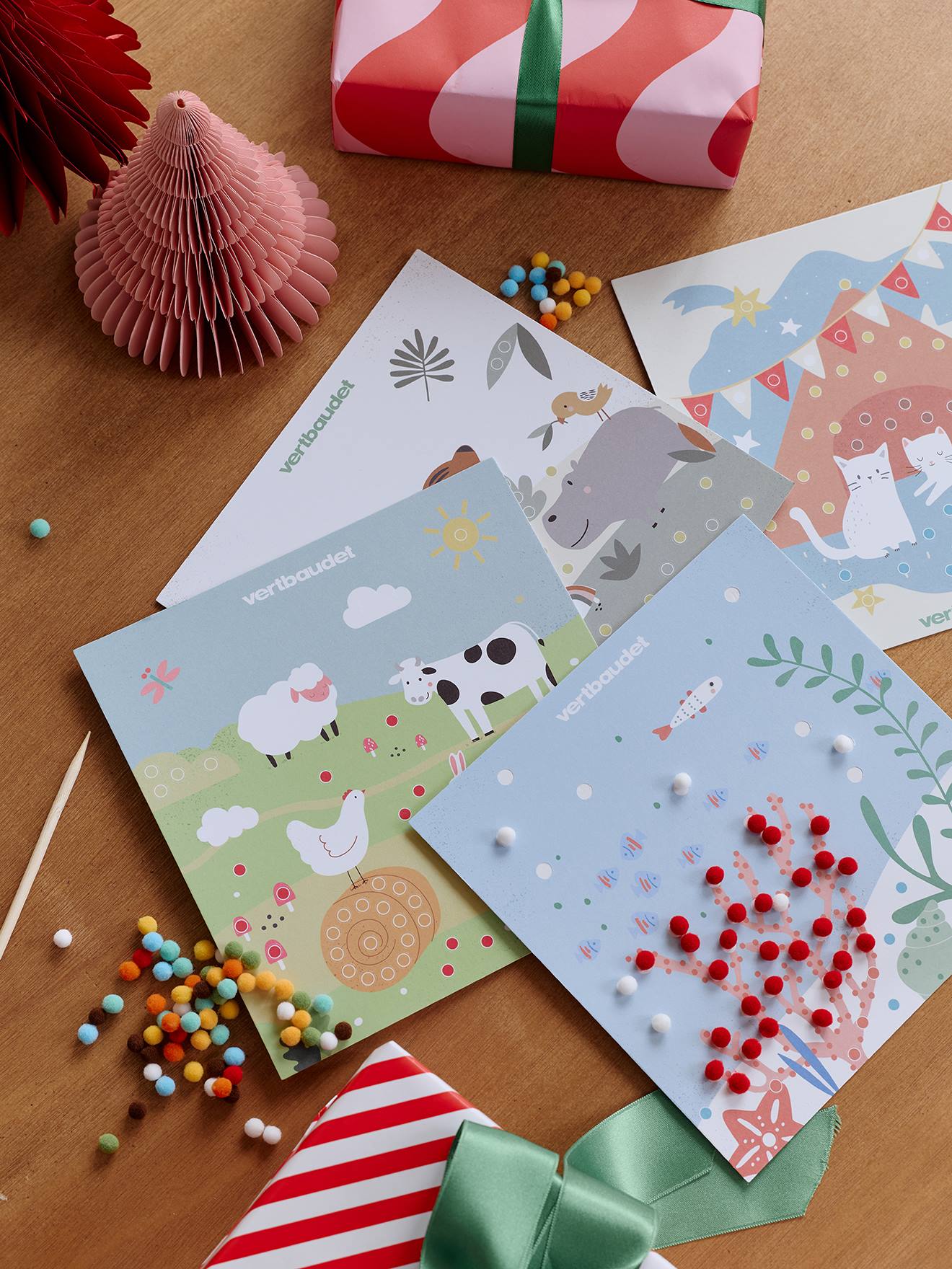 Bastelset mit Pompon-Bildern für Kinder
