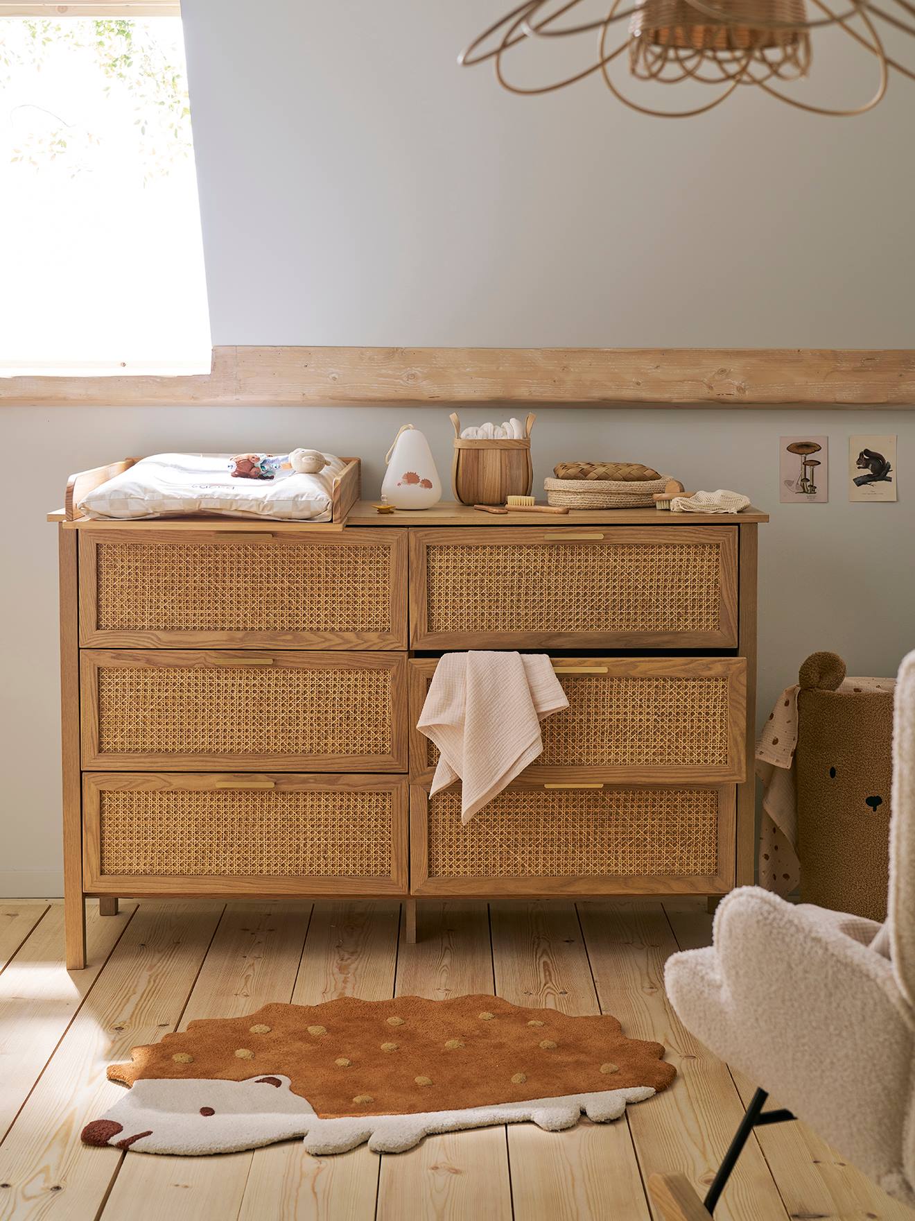vertbaudet Rattan-Kommode ELLA Tiefe 42cm Kinderzimmer in natur