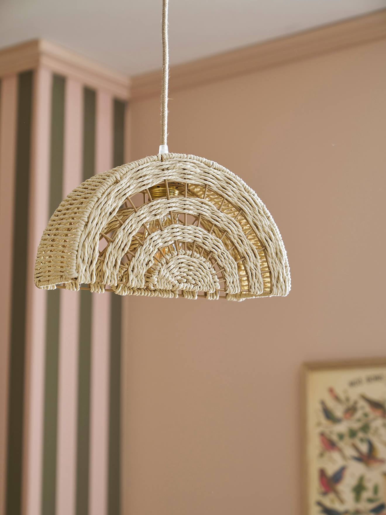 Vertbaudet Hängelampenschirm Regenbogen Aus Papierkordel Kinderzimmer Wollweiß Einheitsgröße