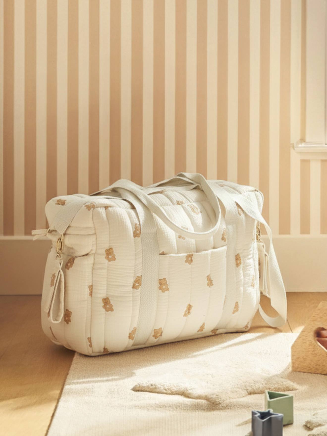 Vertbaudet Wickeltasche Colina Aus Musselin Wollweiß Kleiner Bär Einheitsgröße