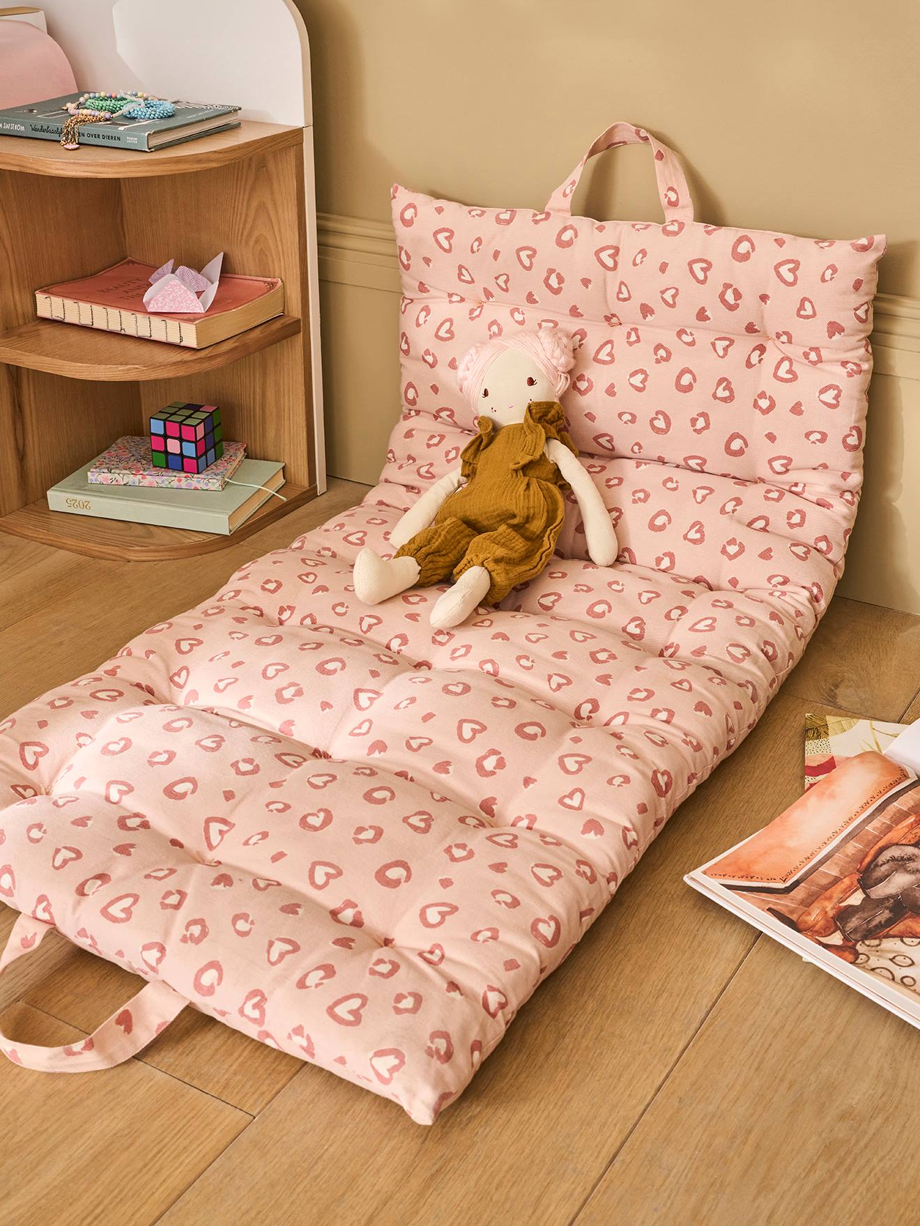 Vertbaudet Kinderzimmer Bodenmatratze Mit Leoprint Rosa Bedruckt/Lovely Leo Einheitsgröße