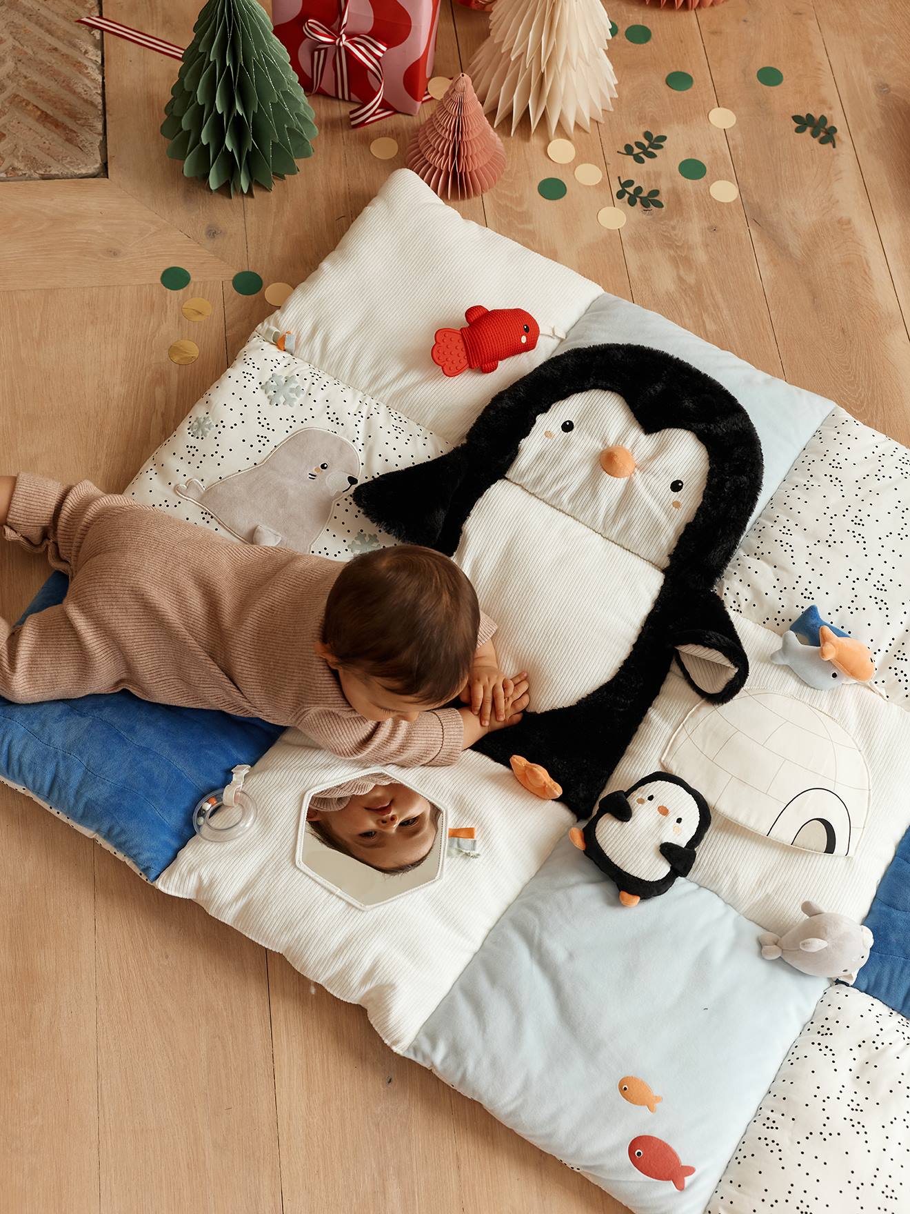 Vertbaudet Baby Activity-Decke Pinguin Schwarz Pinguin Einheitsgröße