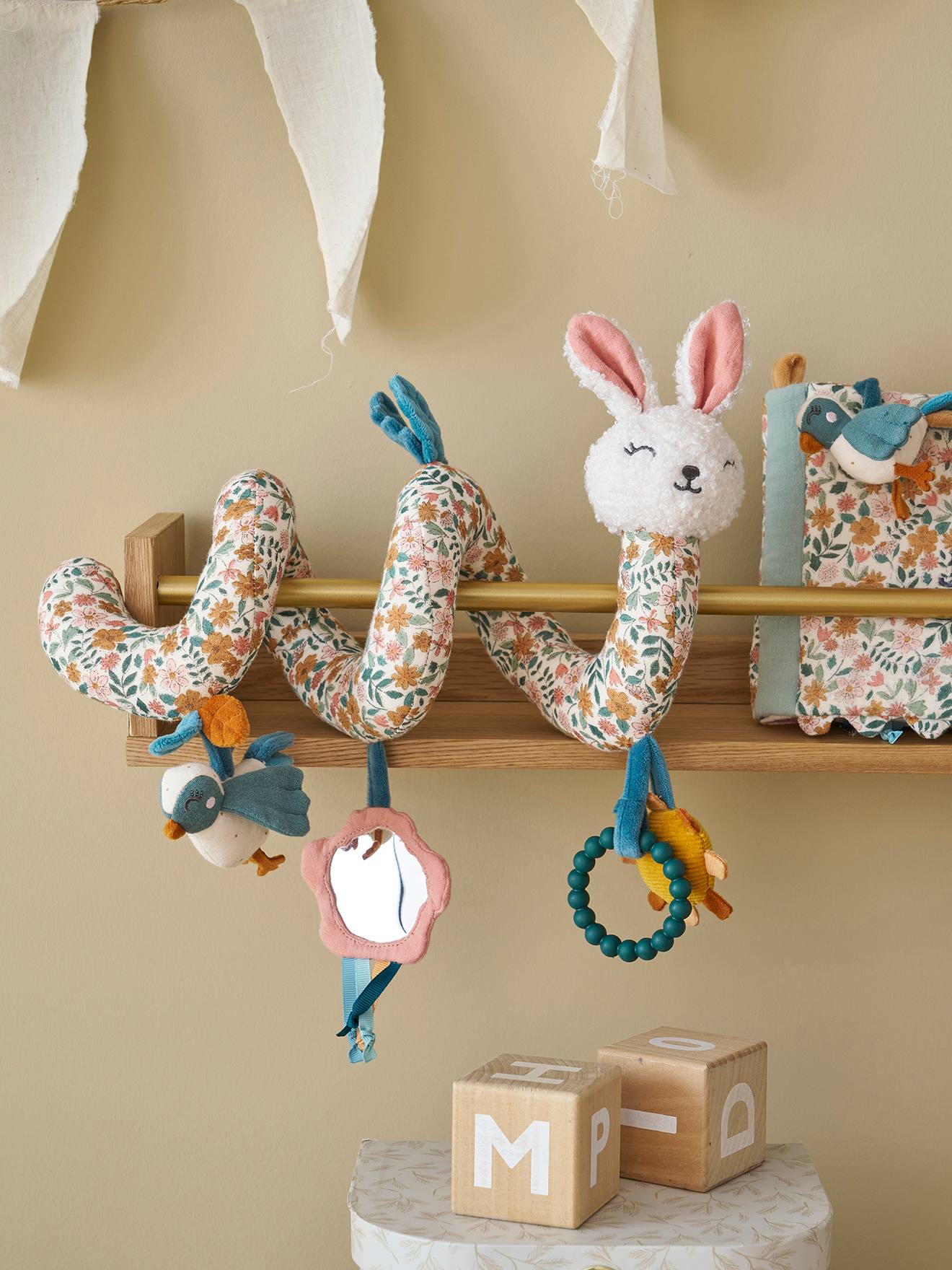 Vertbaudet Baby Activity-Spirale Retro Flower Gelb Einheitsgröße