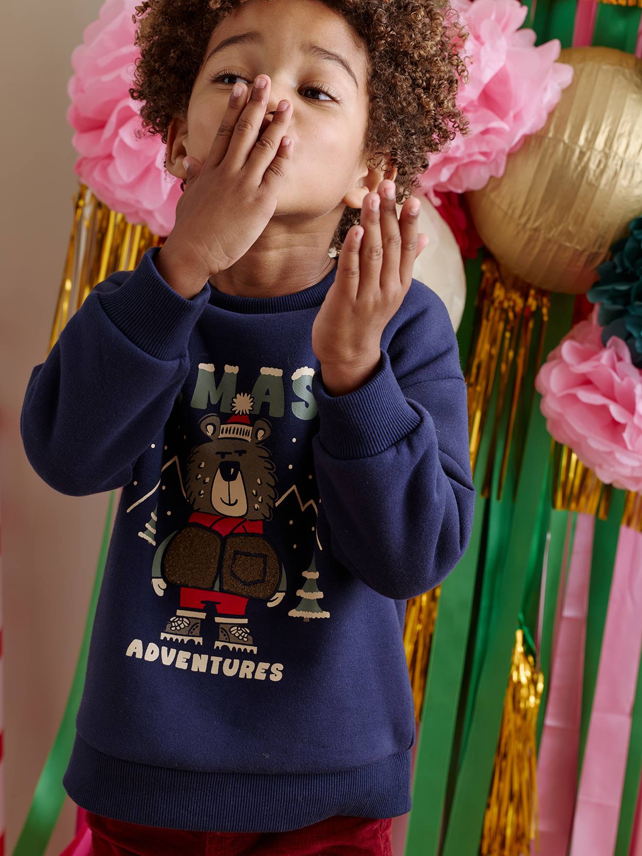 Jungen Weihnachts-Sweatshirt blau Gr. 152 von vertbaudet