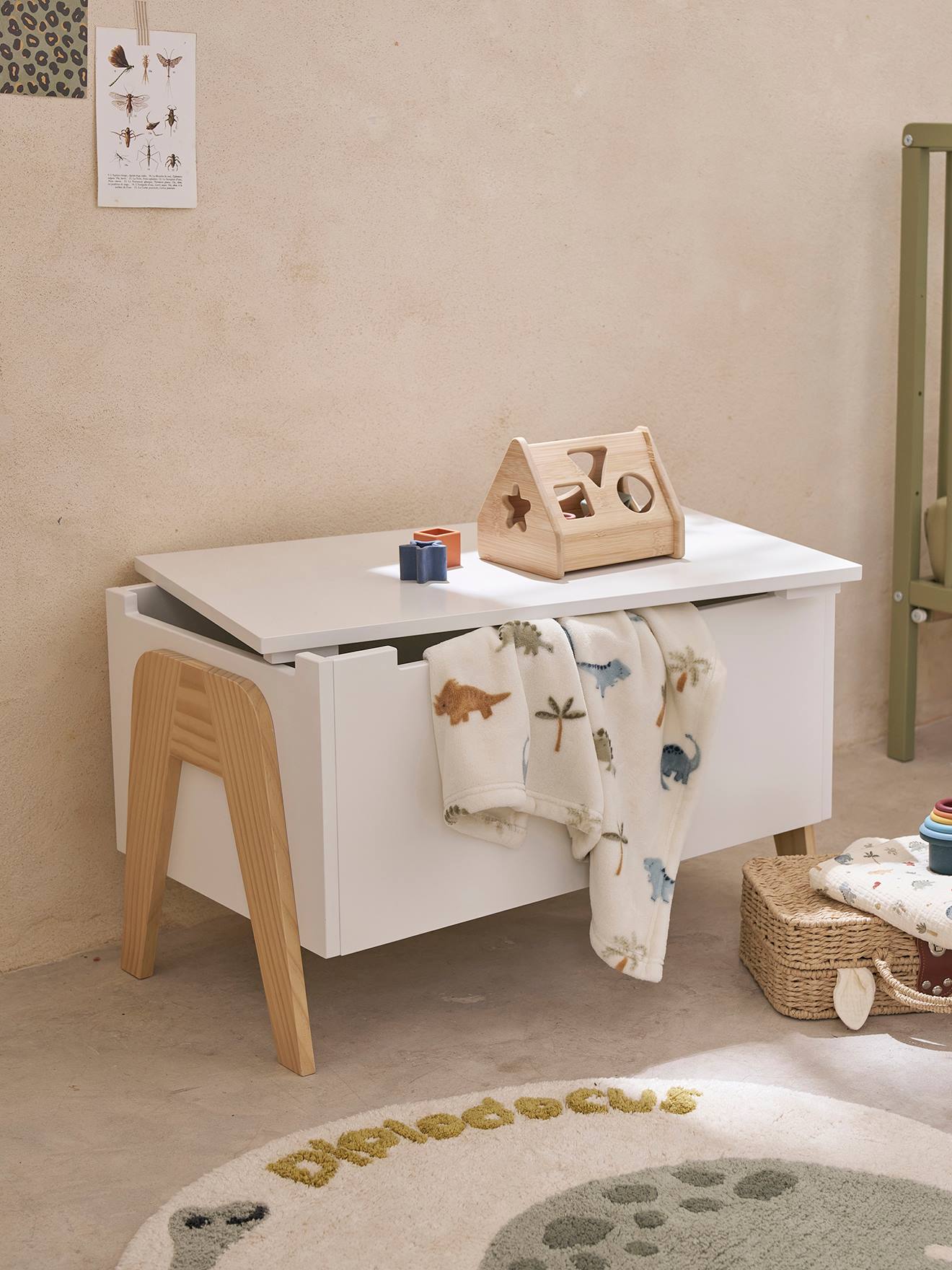 Vertbaudet Kinderzimmer Spielzeugtruhe Retro Weiß Einheitsgröße