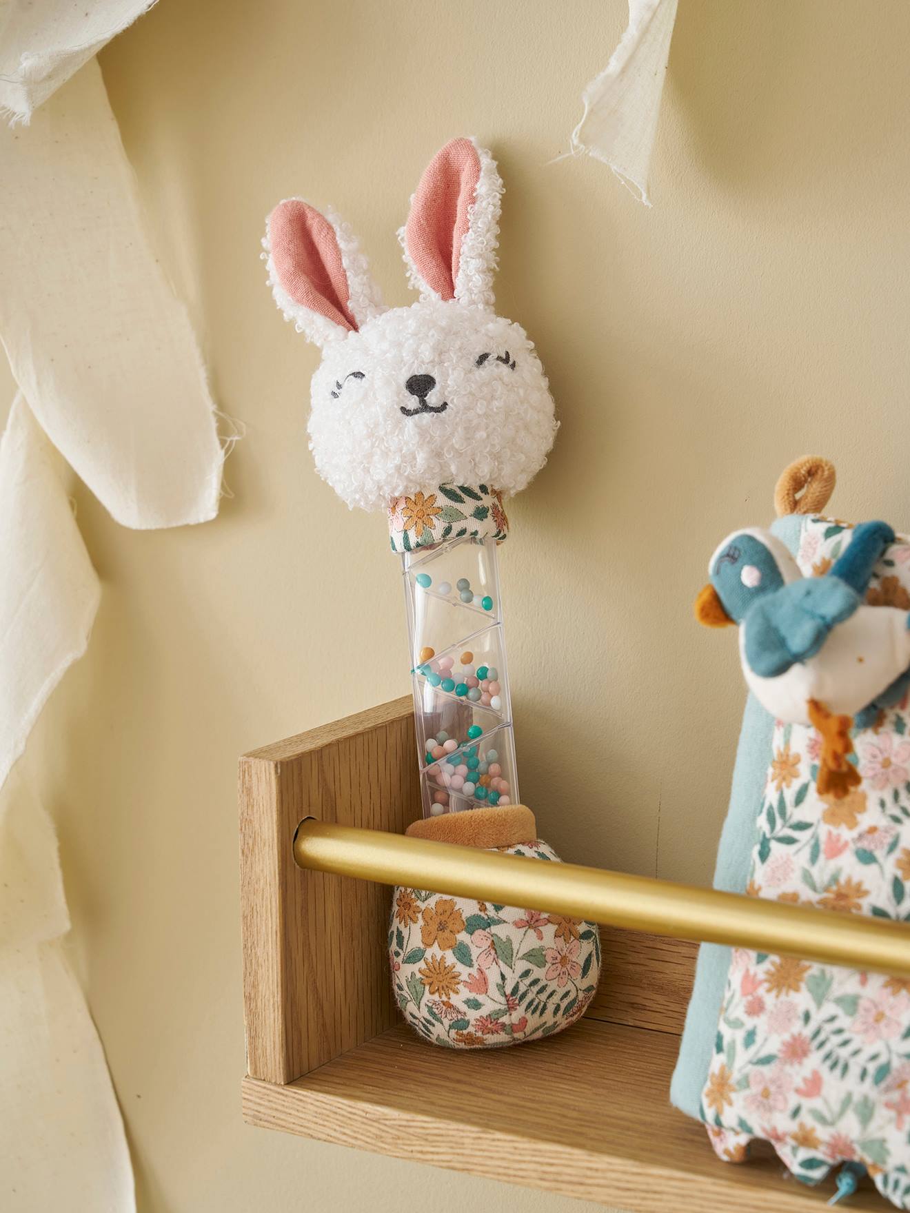 Vertbaudet Baby Stoffrassel Retro Flower Gelb Einheitsgröße