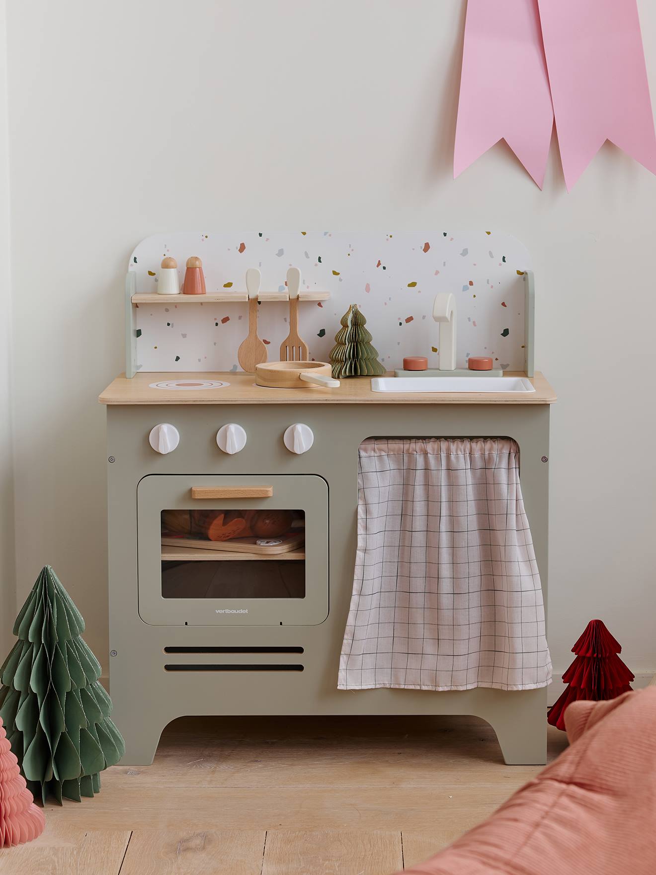 Vertbaudet Kinder Spielküche Mit Zubehör Salbeigrün Einheitsgröße