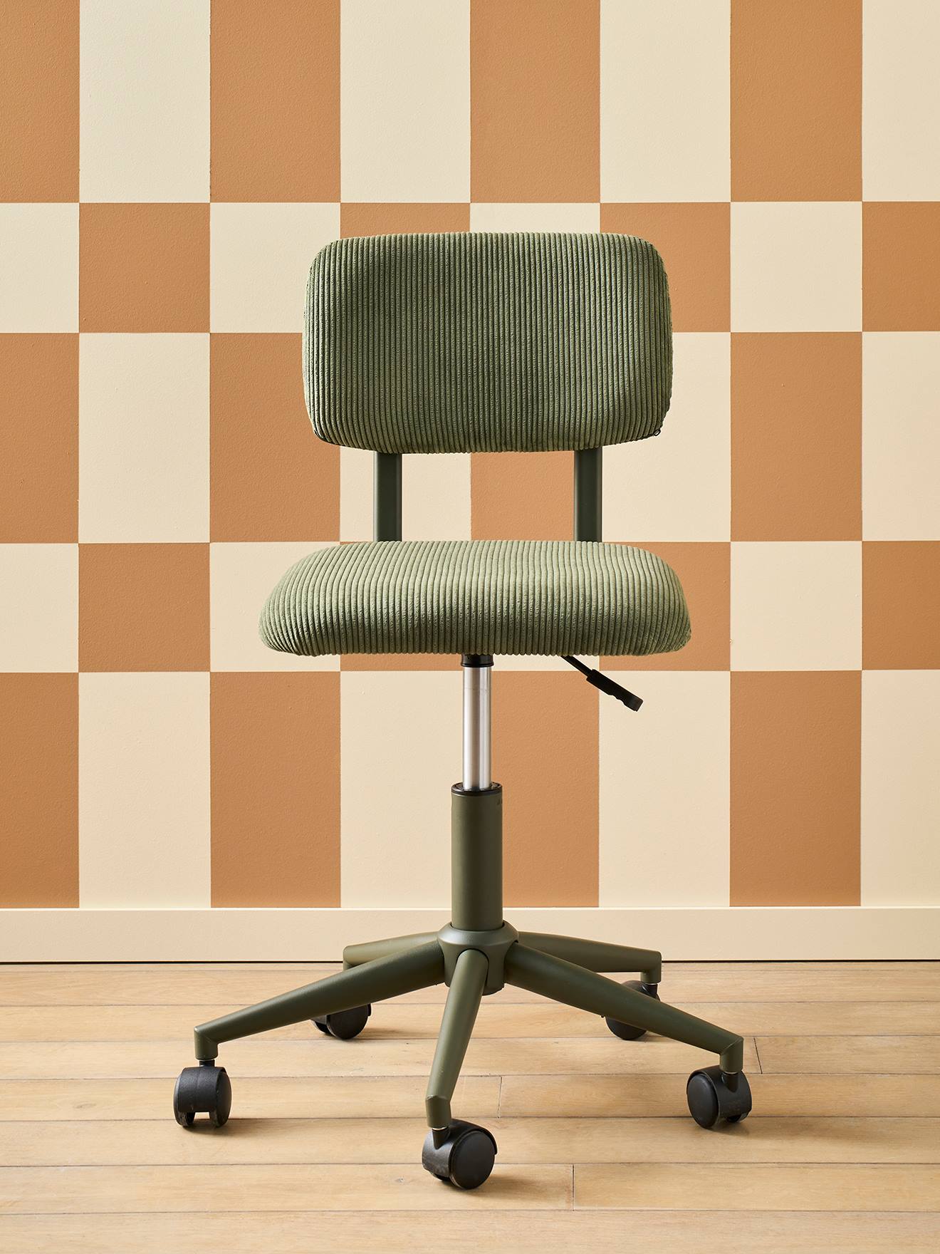 Vertbaudet Kinderzimmer Schreibtischstuhl Auf Rollen Mit Cordbezug Grün Einheitsgröße