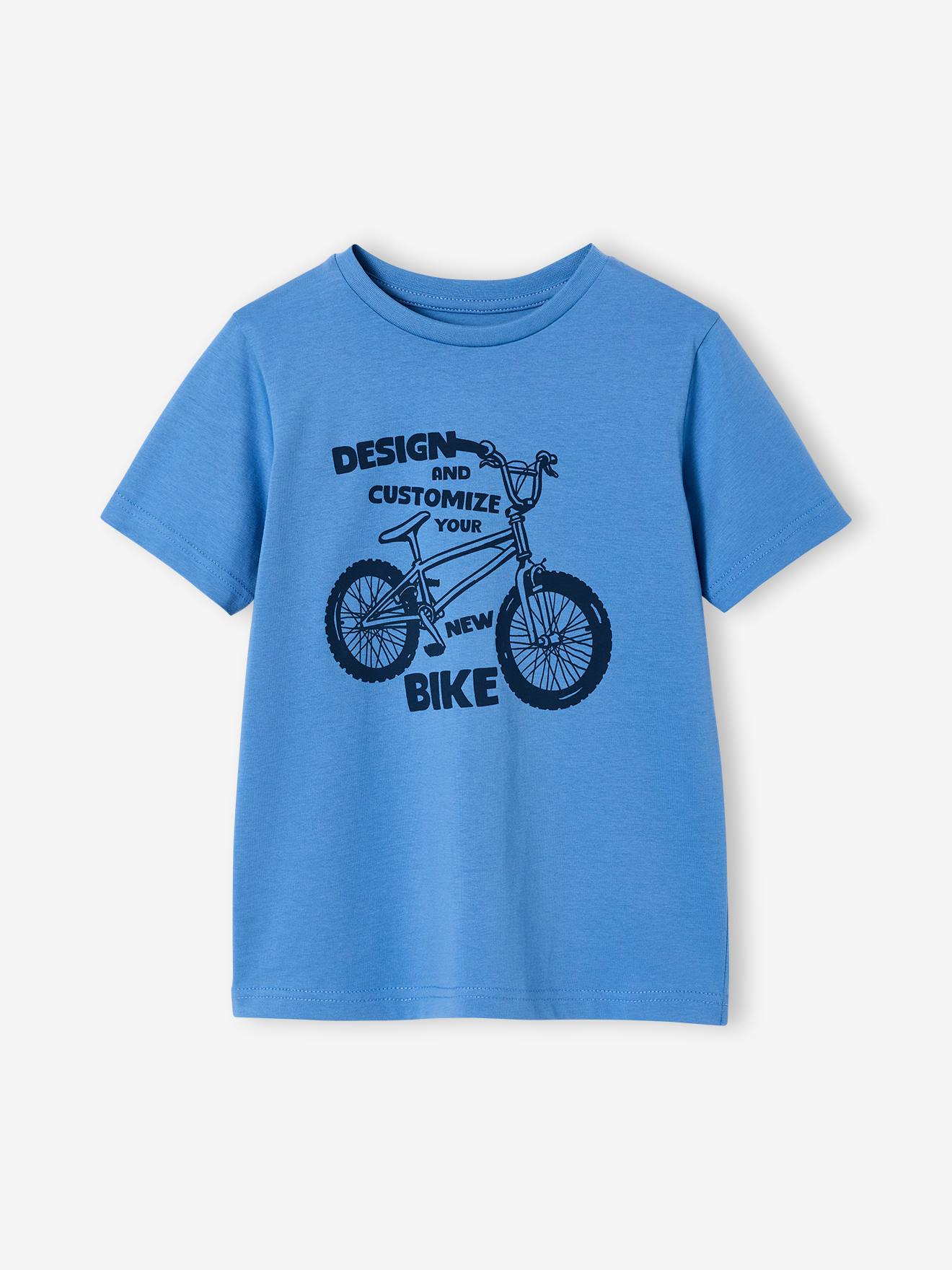 T-Shirt mit Print für Jungen BASIC blau Gr. 140 von vertbaudet