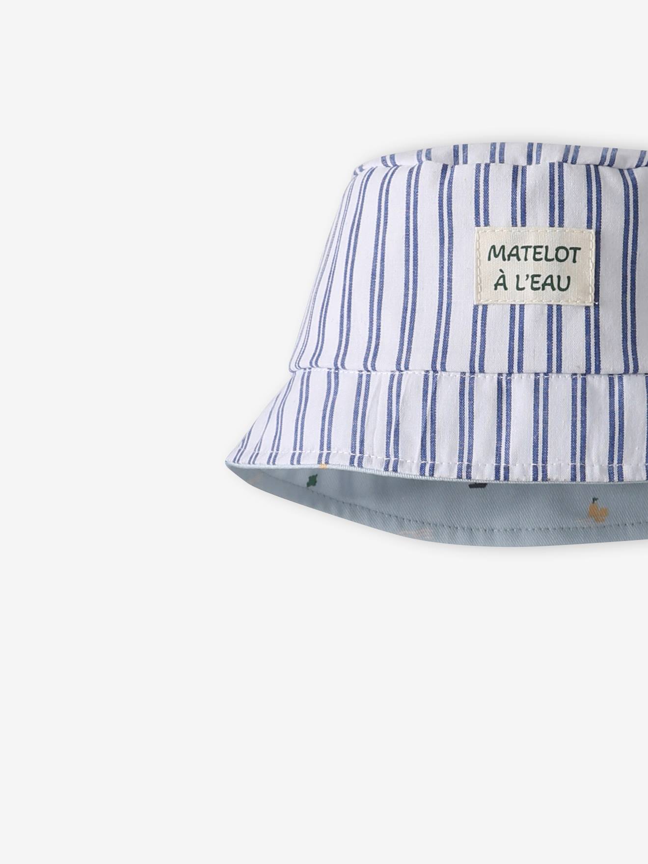 Thumbnail - Wende-Sonnenhut Jungen Baby Streifen & Print