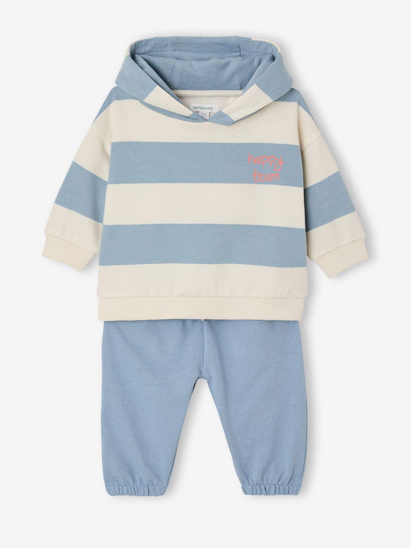 Baby-Set: Kapuzensweatshirt & Sweathose mit Recycling-Polyester eisblau Gr. 62 von vertbaudet
