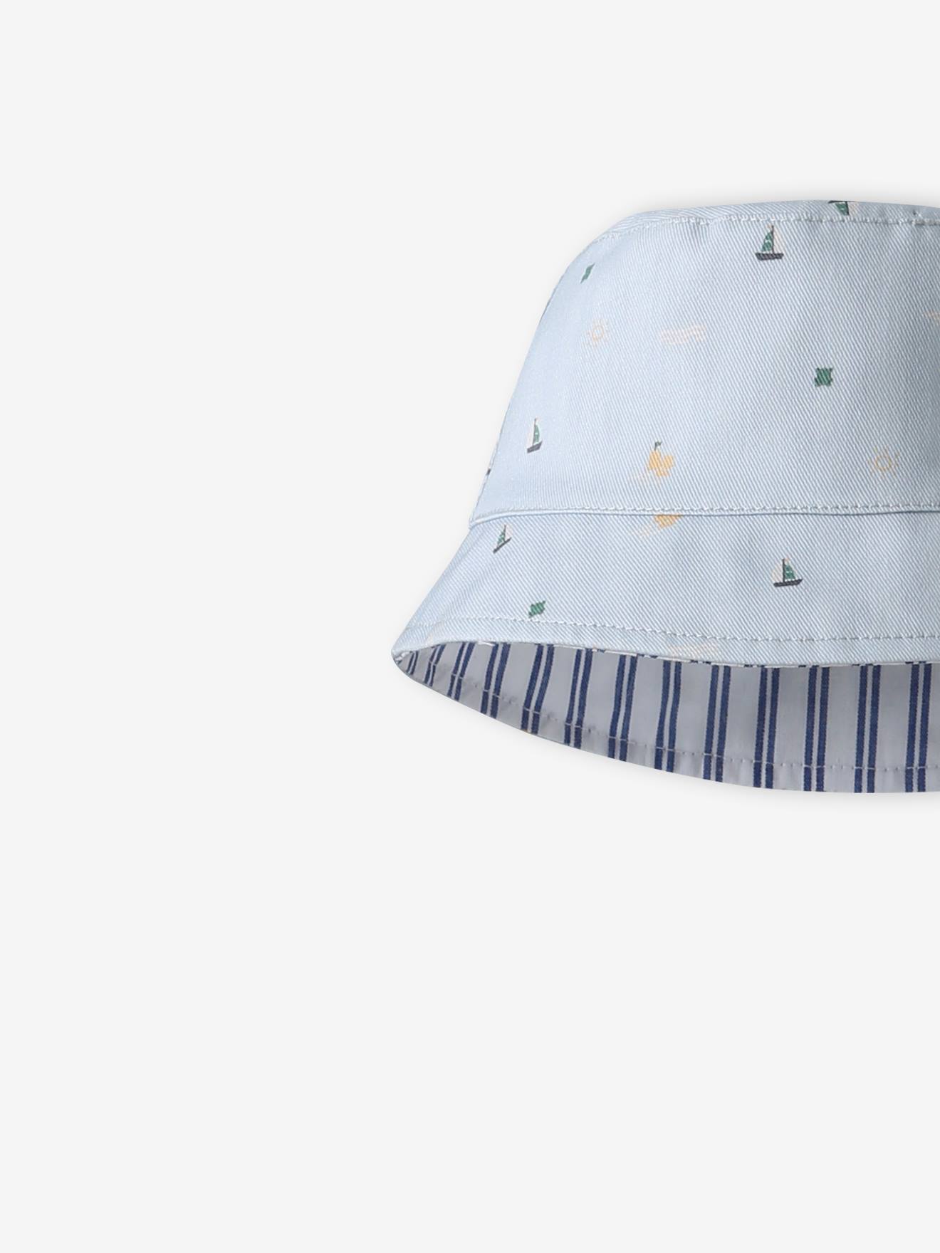 Thumbnail - Wende-Sonnenhut Jungen Baby Streifen & Print