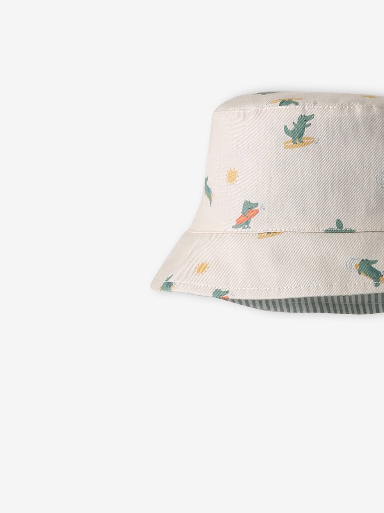 Thumbnail - Wende-Sonnenhut Jungen Baby Streifen & Dinos