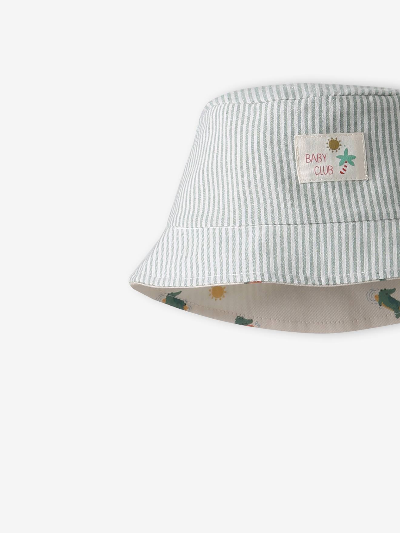 Thumbnail - Wende-Sonnenhut Jungen Baby Streifen & Dinos