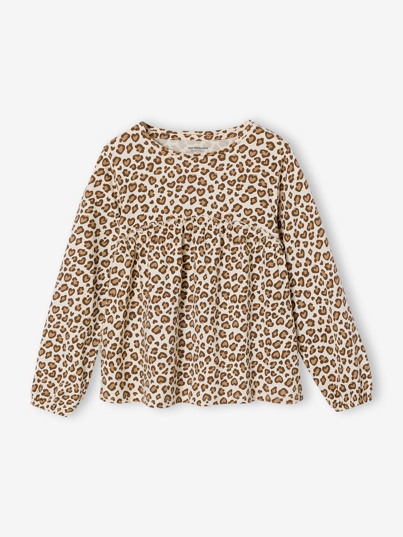 Mädchen Langarm-Blusenshirt mit Print leo