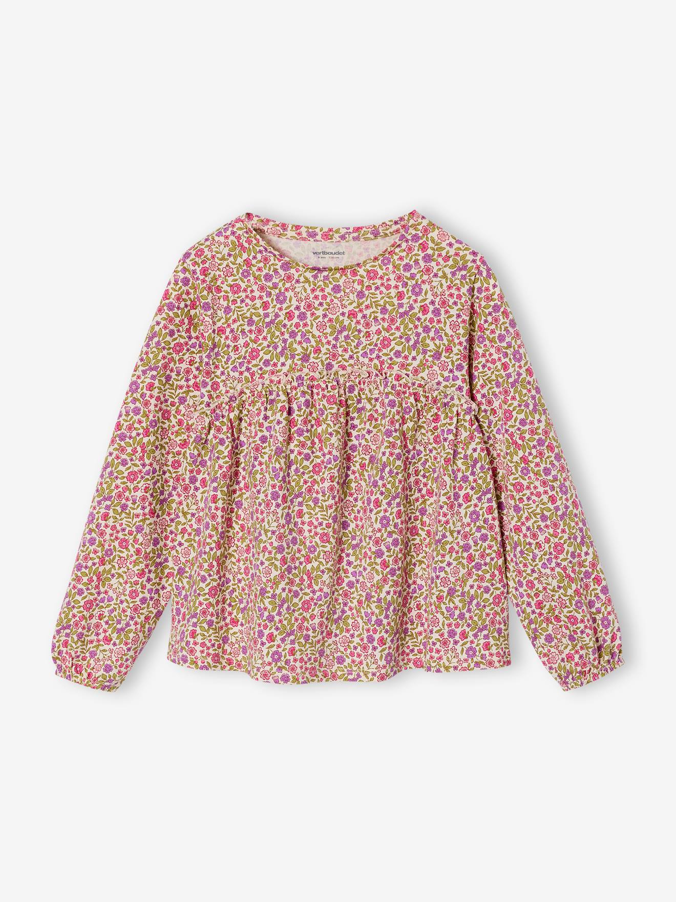 Mädchen Langarm-Blusenshirt mit Print blumen
