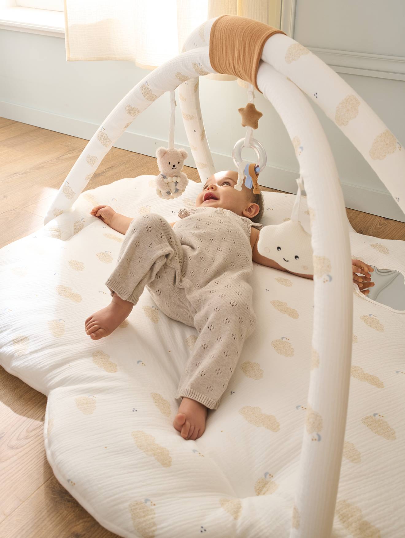 Vertbaudet Baby Activity-Decke Mit Spielbogen & Umrandung Weiß Einheitsgröße