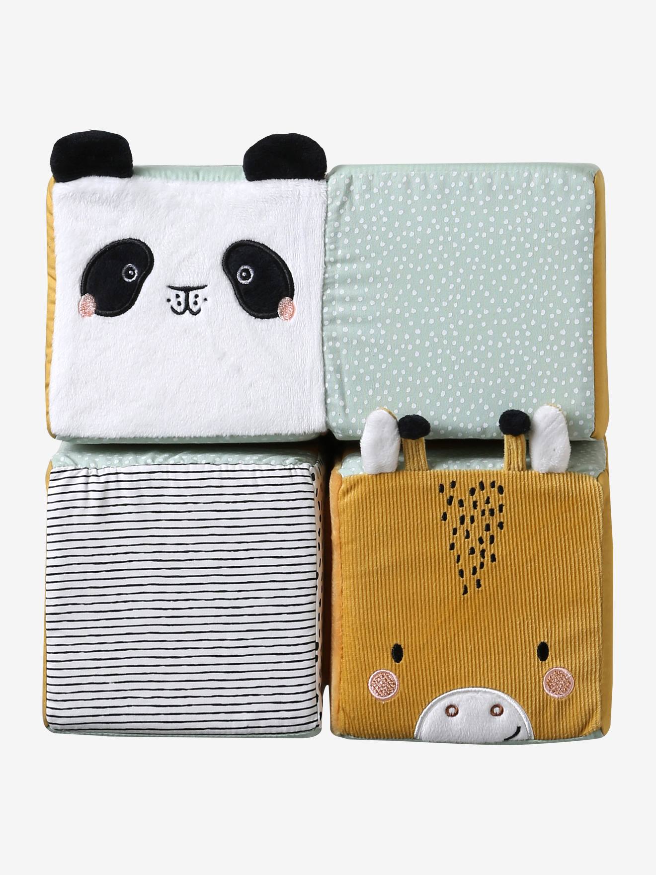 Vertbaudet Baby Activity-Würfel Aus Stoff Pandafreunde Grün Einheitsgröße