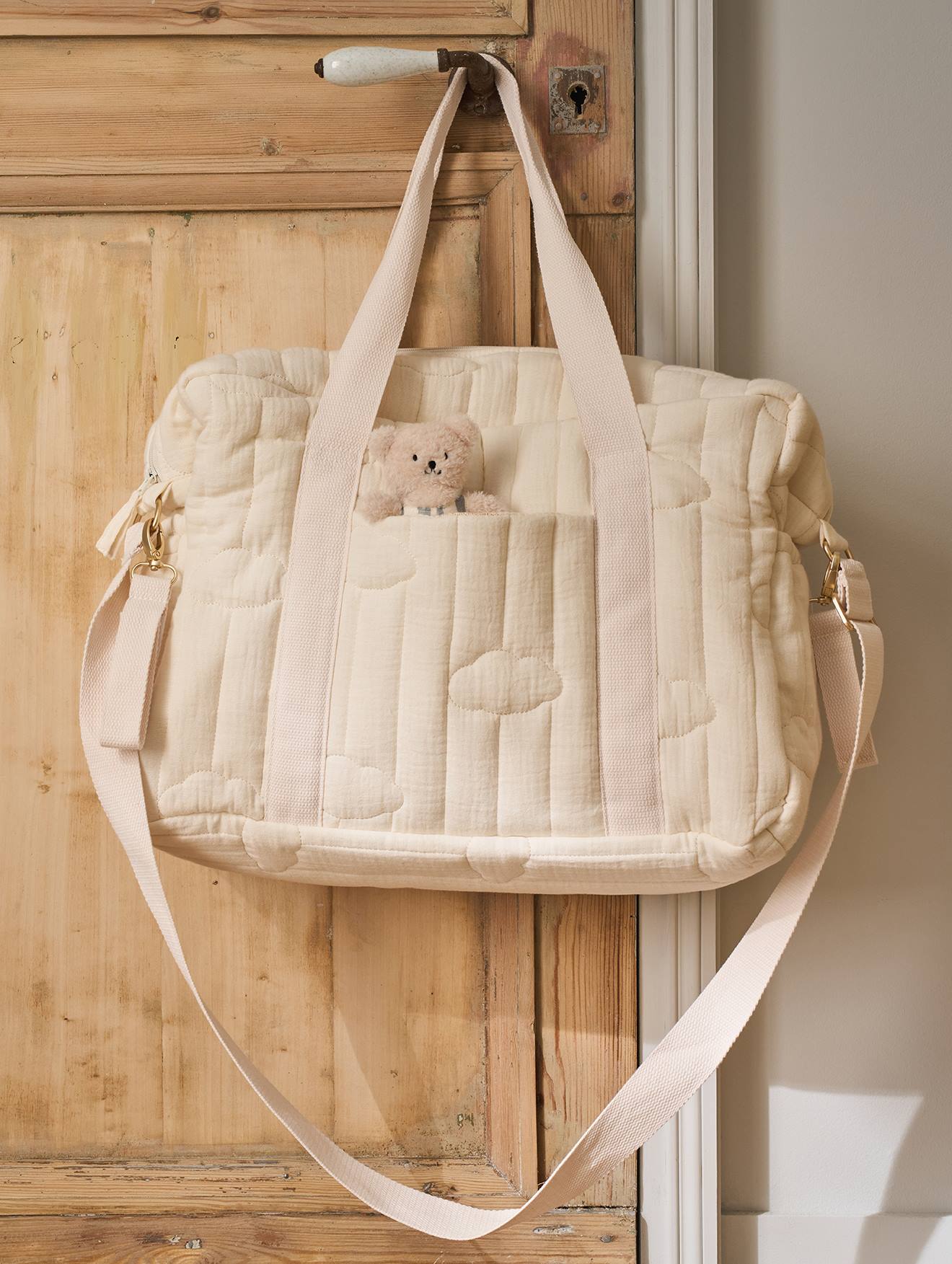 Vertbaudet Wickeltasche Colina Aus Musselin Weiß Wolke Einheitsgröße