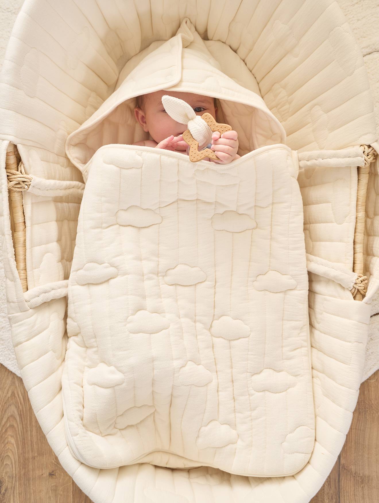 Vertbaudet Bedruckter Baby Ausfahrsack Weiß Einheitsgröße