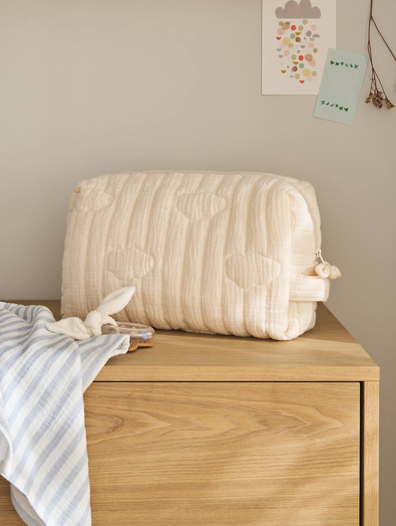 Vertbaudet Kinder Waschbeutel Weiß/In Den Wolken Einheitsgröße