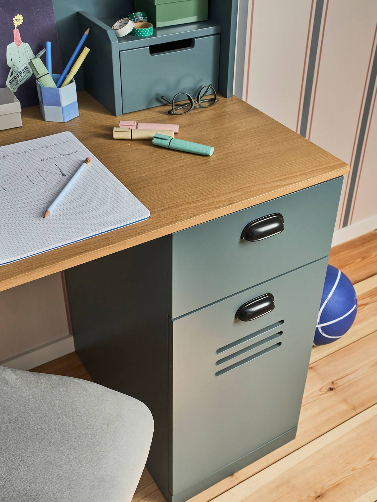 Thumbnail - Kinderschreibtisch mit Aufbewahrung MISTRAL