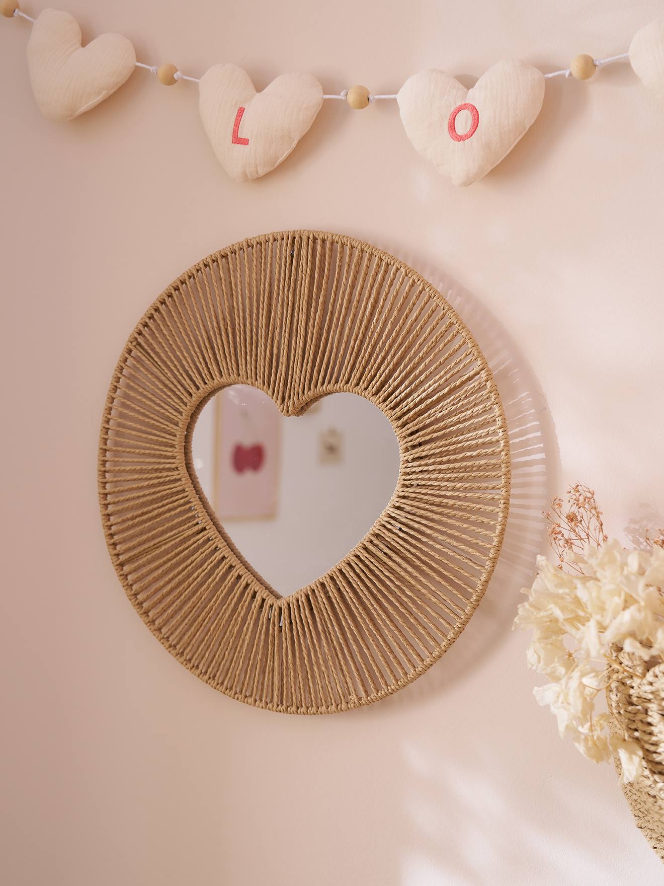 Vertbaudet Spiegel Herz Mit Papierkordel Beige Einheitsgröße