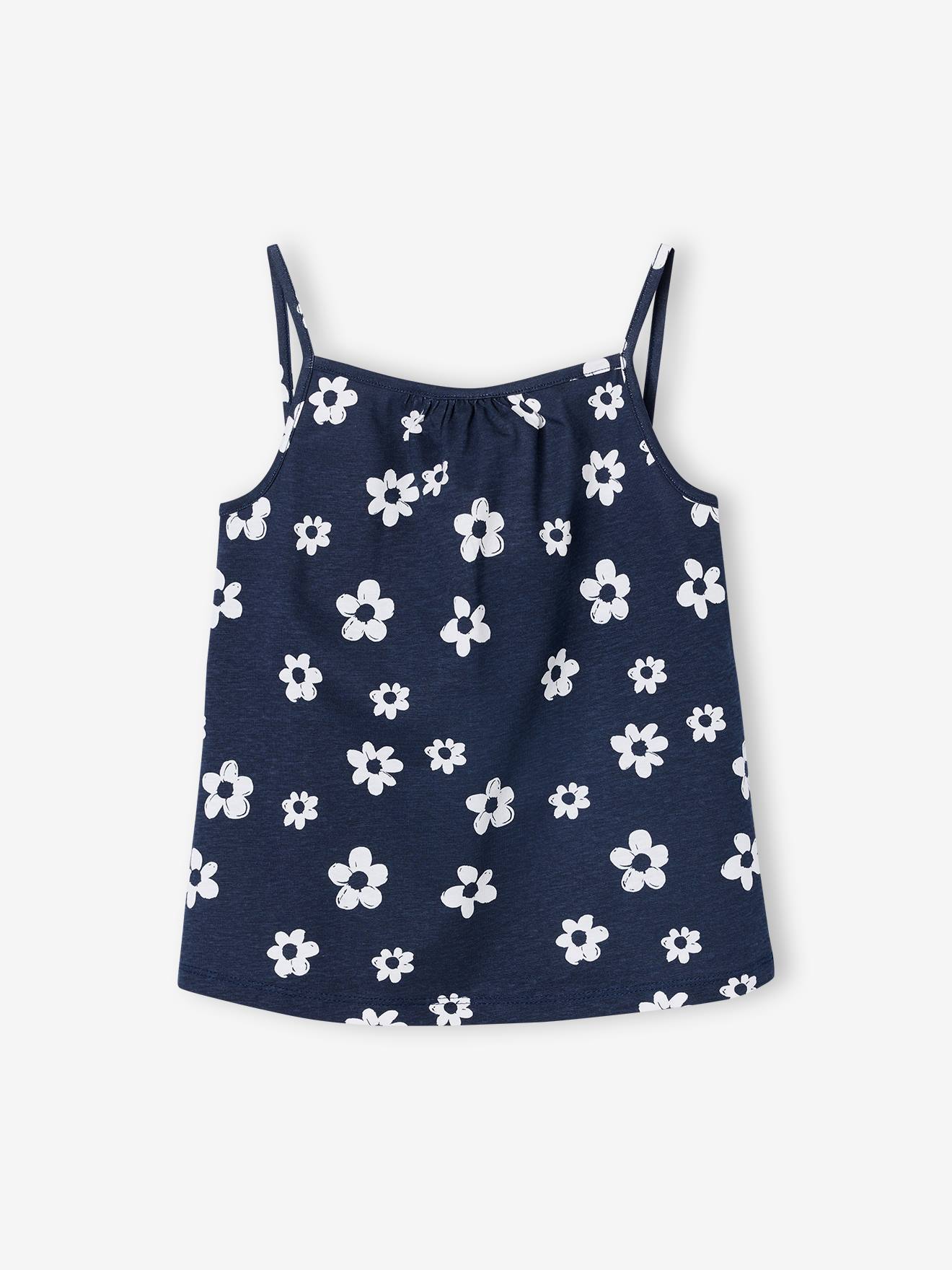 Thumbnail - 3er-Pack Mädchen Trägertops uni/geblümt BASIC