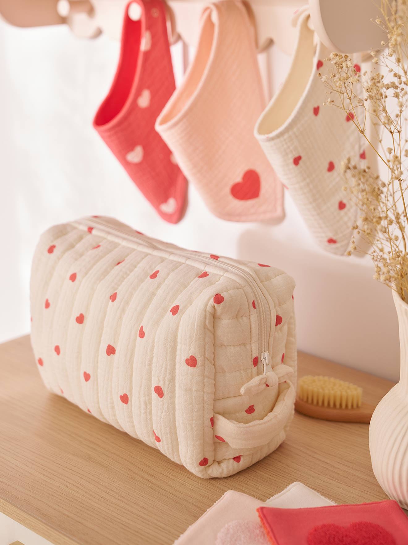 Vertbaudet Kinder Waschbeutel Wollweiß Mein Herz Einheitsgröße