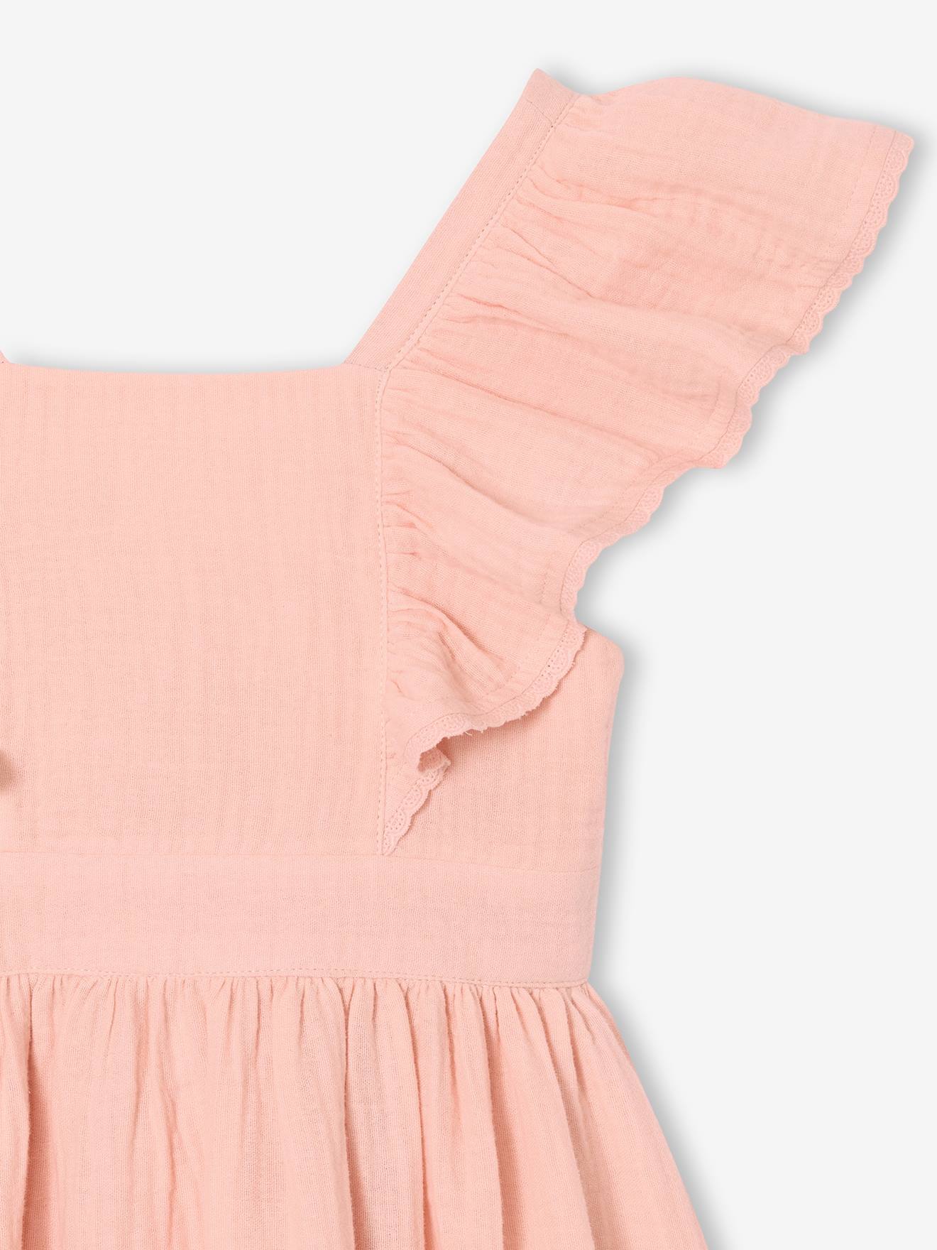 Thumbnail - Midi-Kleid aus Baumwoll-Musselin mit Volantträger Mädchen hell