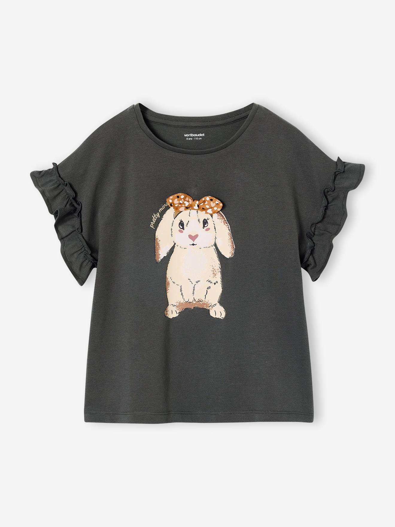 Mädchen T-Shirt mit Volantärmeln grau Gr. 92/98 von vertbaudet