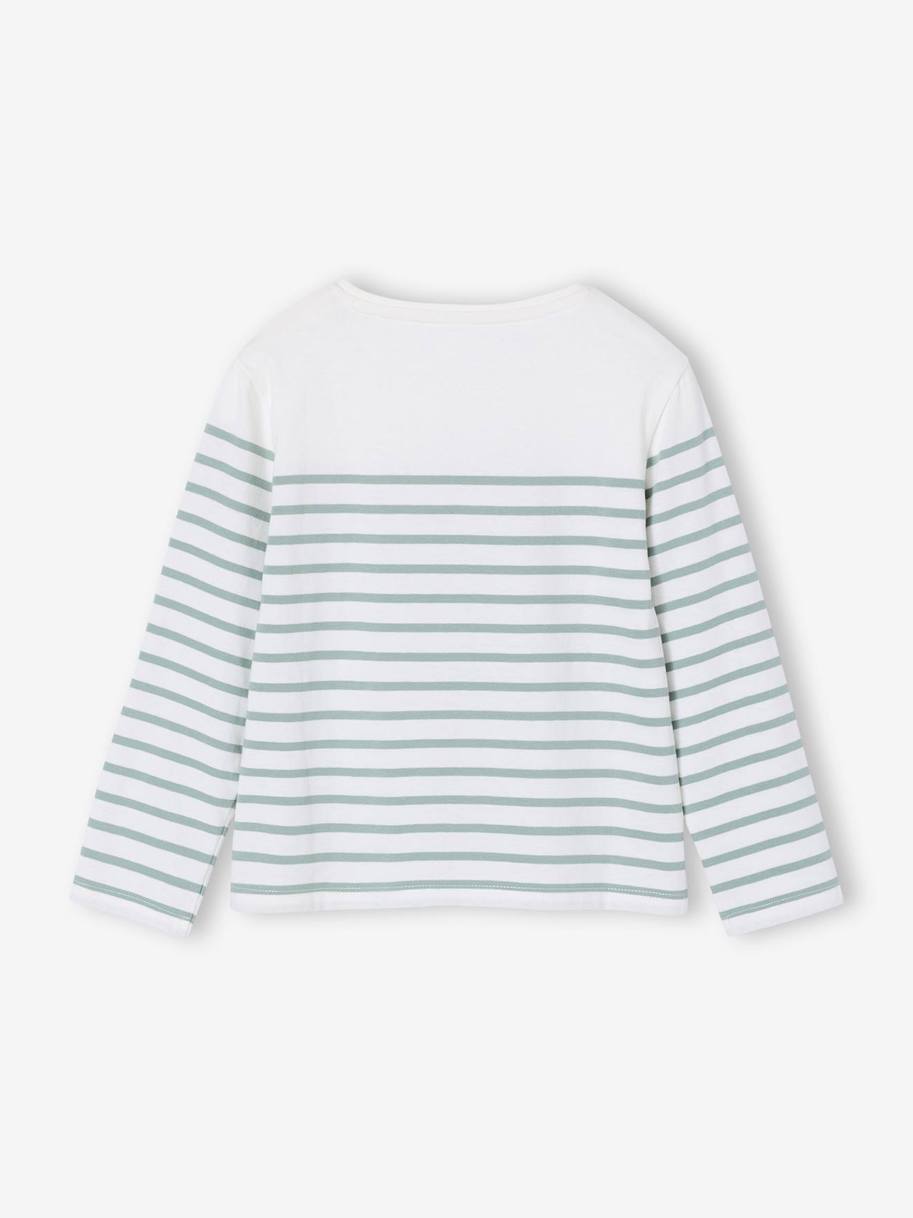 Thumbnail - Geringeltes Mädchen Shirt salbei