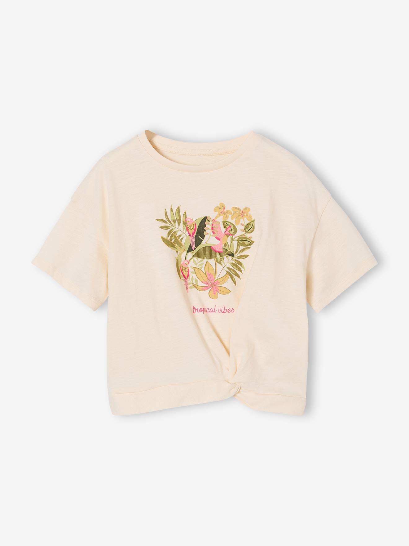 T-Shirt Mädchen mit Zierknoten am Saum