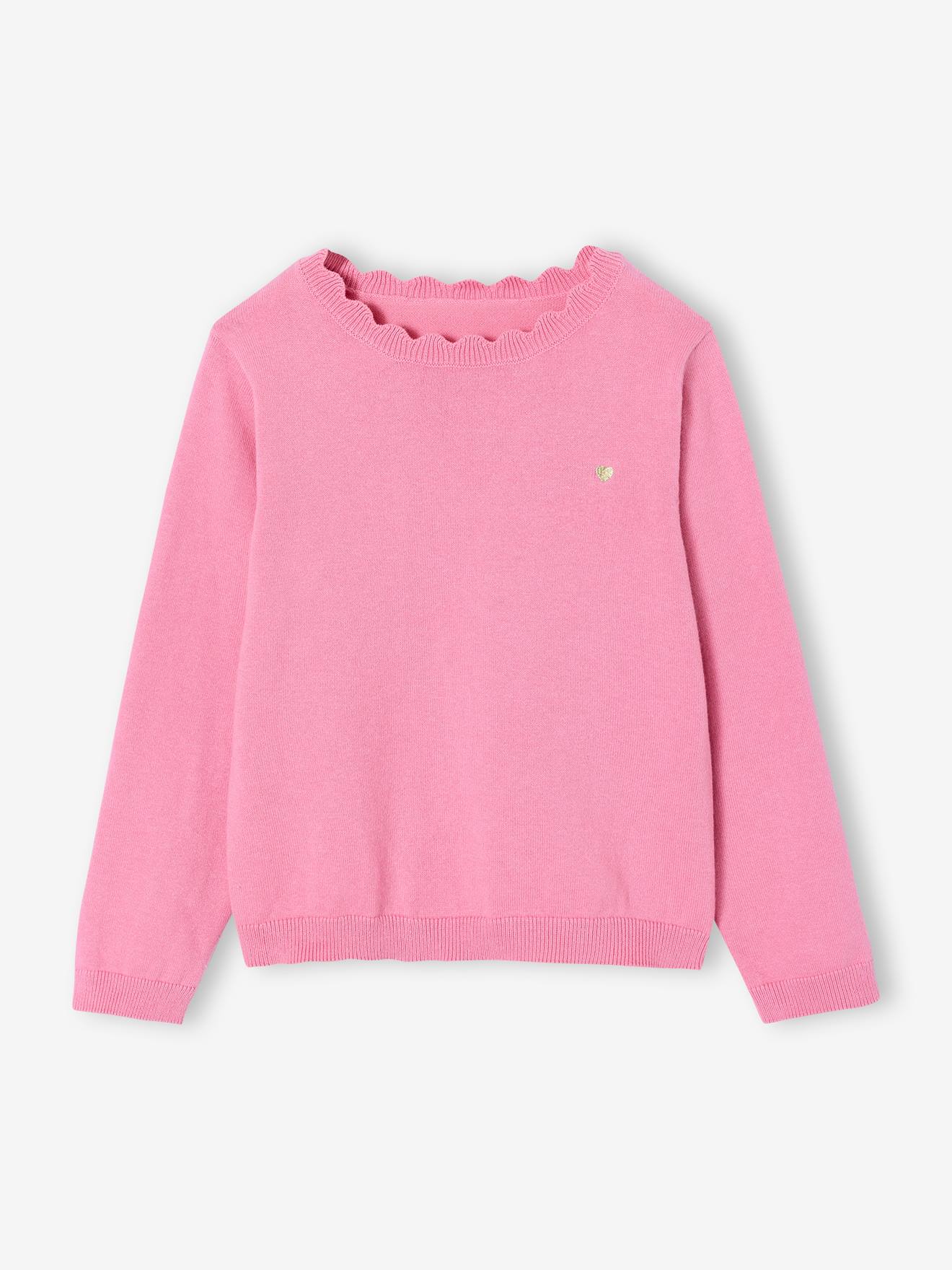 Mädchen Pullover BASIC, personalisierbar pfingstrose Gr. 158 von vertbaudet