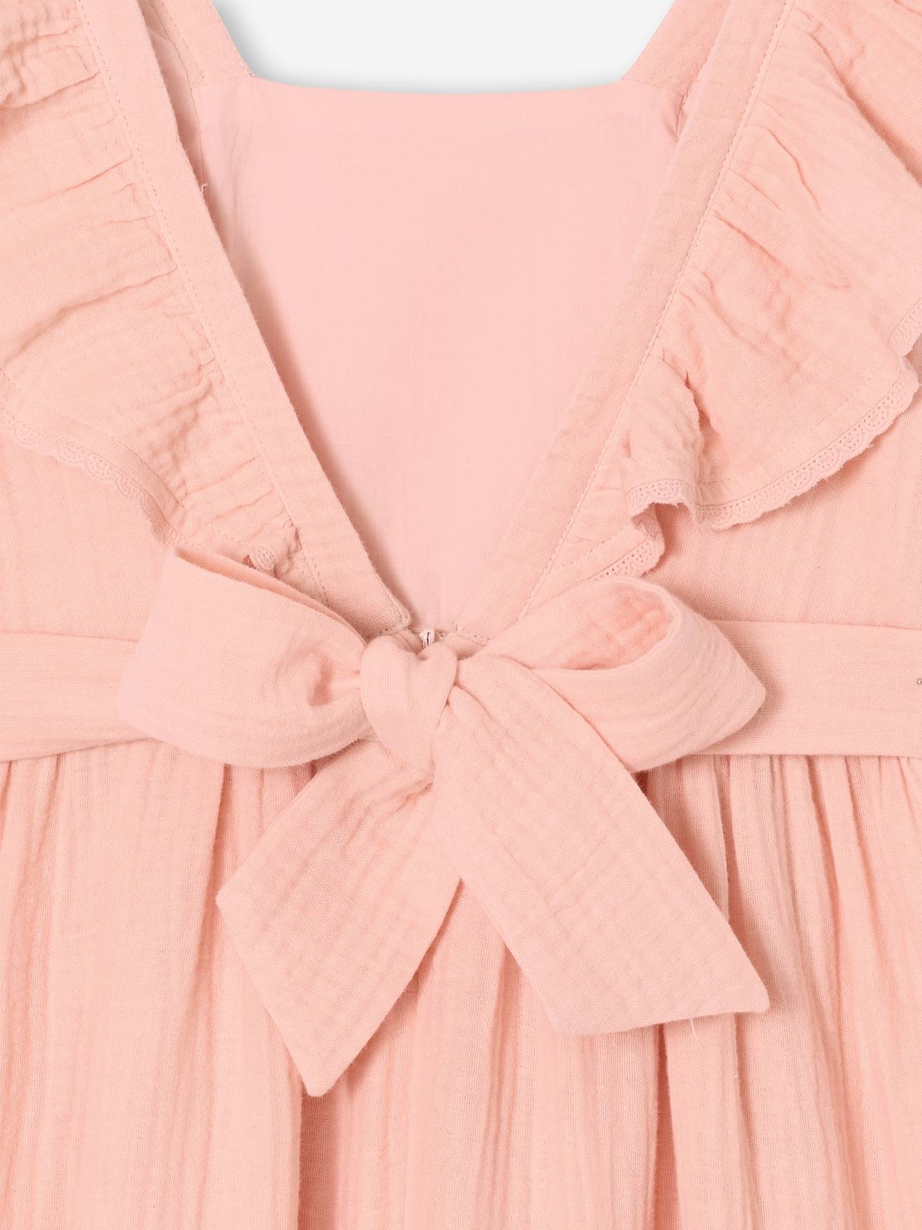 Thumbnail - Midi-Kleid aus Baumwoll-Musselin mit Volantträger Mädchen hell