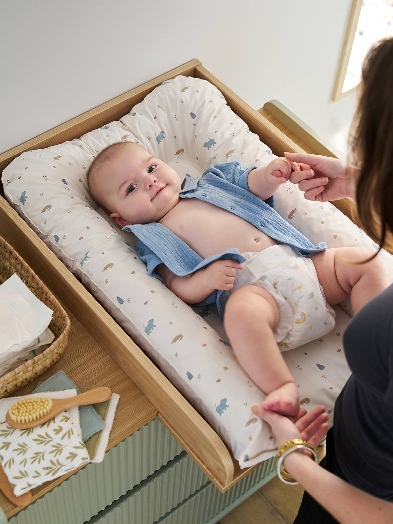 Thumbnail - Baby Wickelauflage  hippo bayou