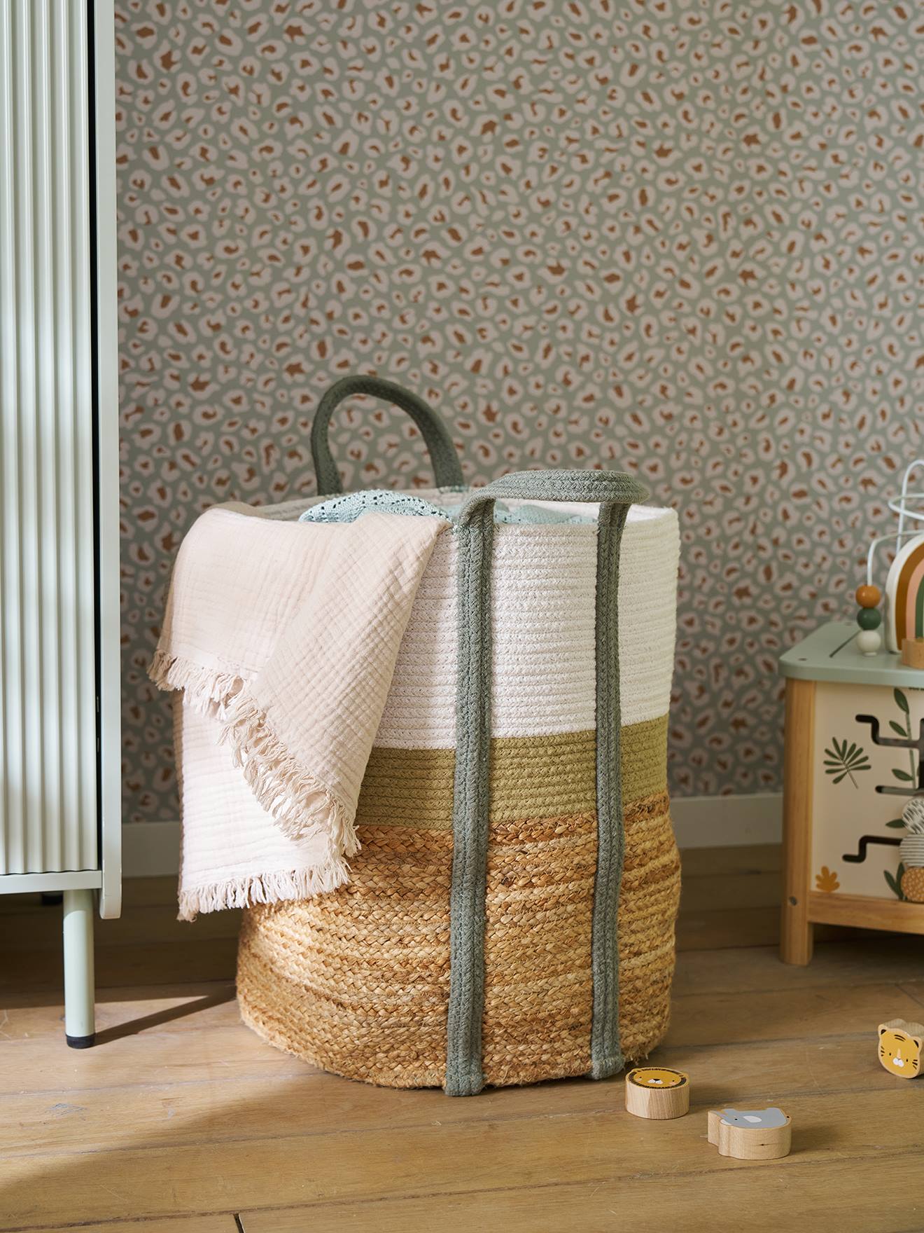 Vertbaudet Aufbewahrungskorb Aus Jute Kinderzimmer Grün Einheitsgröße