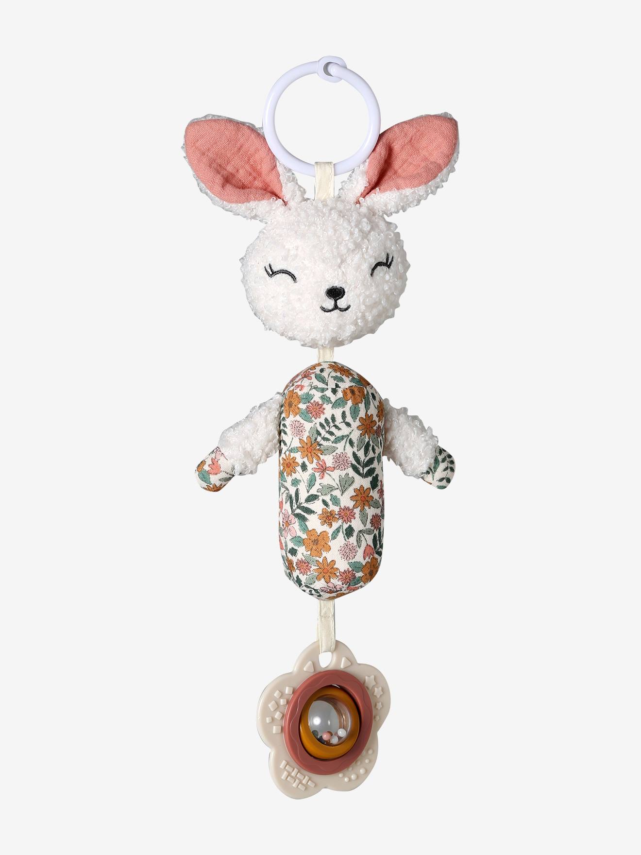 Vertbaudet Baby Activity-Hase Zum Aufhängen Retro Flower Rosa Einheitsgröße