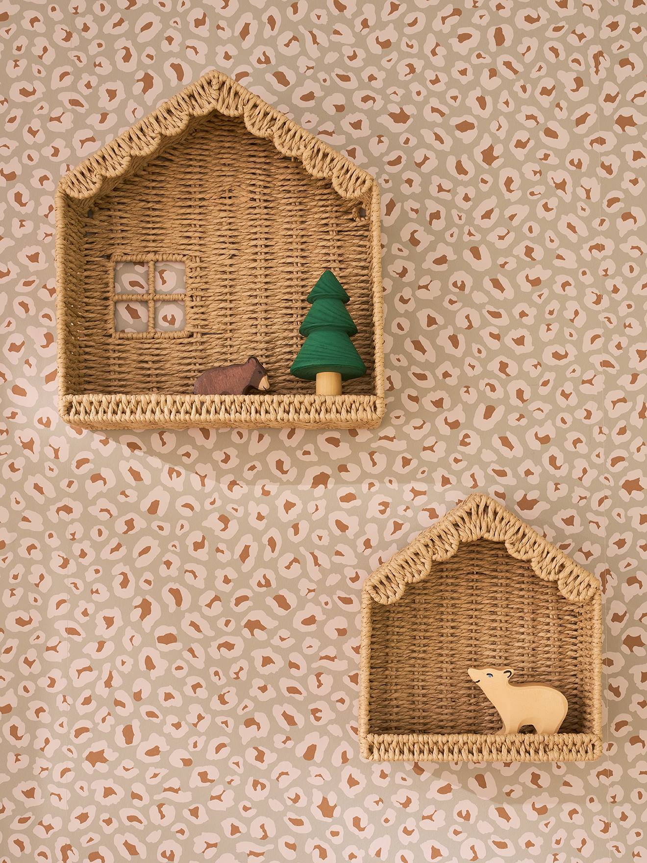 2er-Set Deko-Wandregale HAUS aus Papierkordel Kinderzimmer beige von vertbaudet