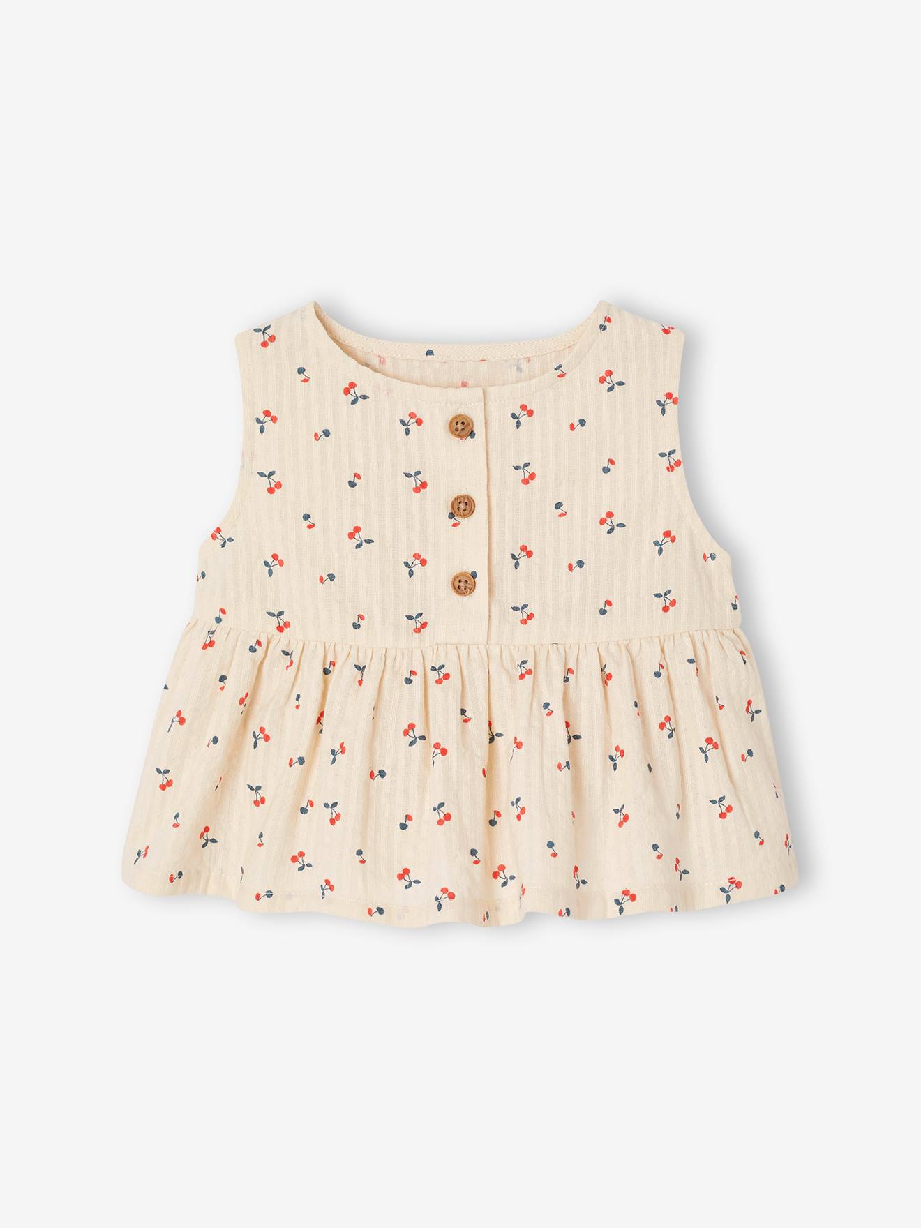 Thumbnail - Baby-Set aus ärmelloser Bluse und weiter Hose mit Kirschen-Motive