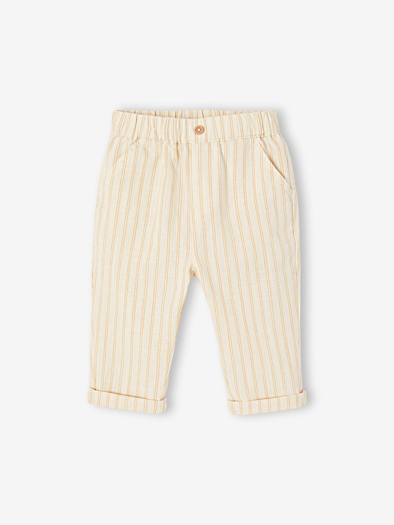Hose in Leinen-Optik Baby beige Gr. 71 von vertbaudet