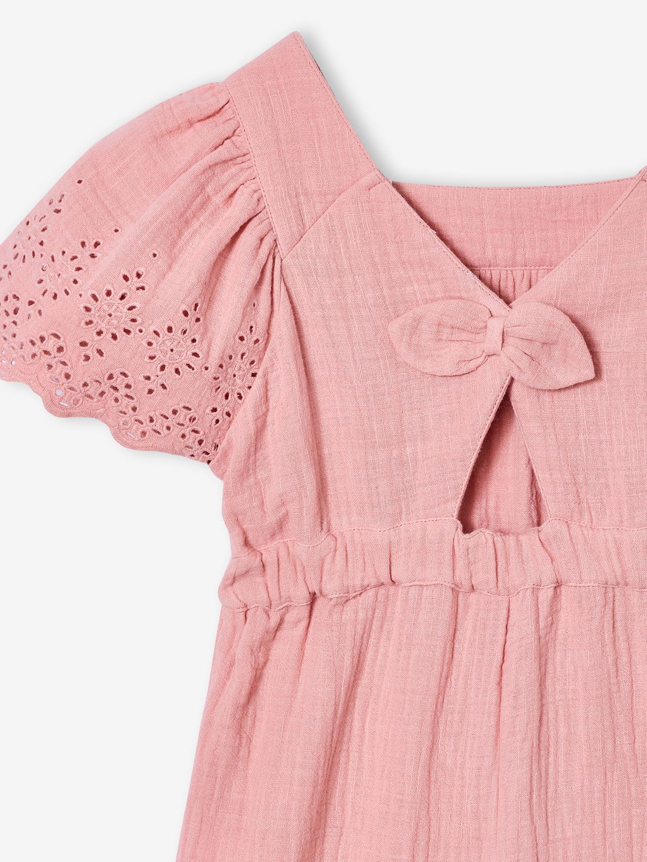 Thumbnail - Mädchen Jumpsuit aus Musselin mit Stickerei blush