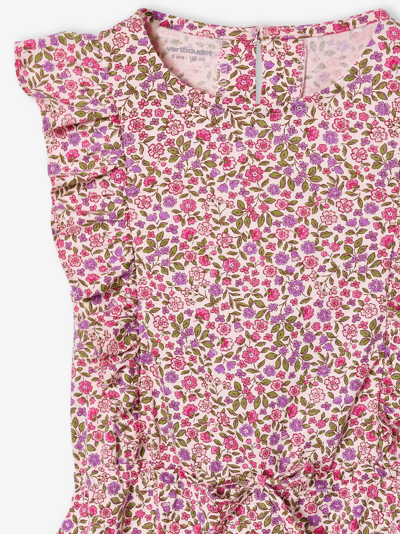 Thumbnail - Bedrucktes Mädchen Jerseykleid mit Volantärmeln hell