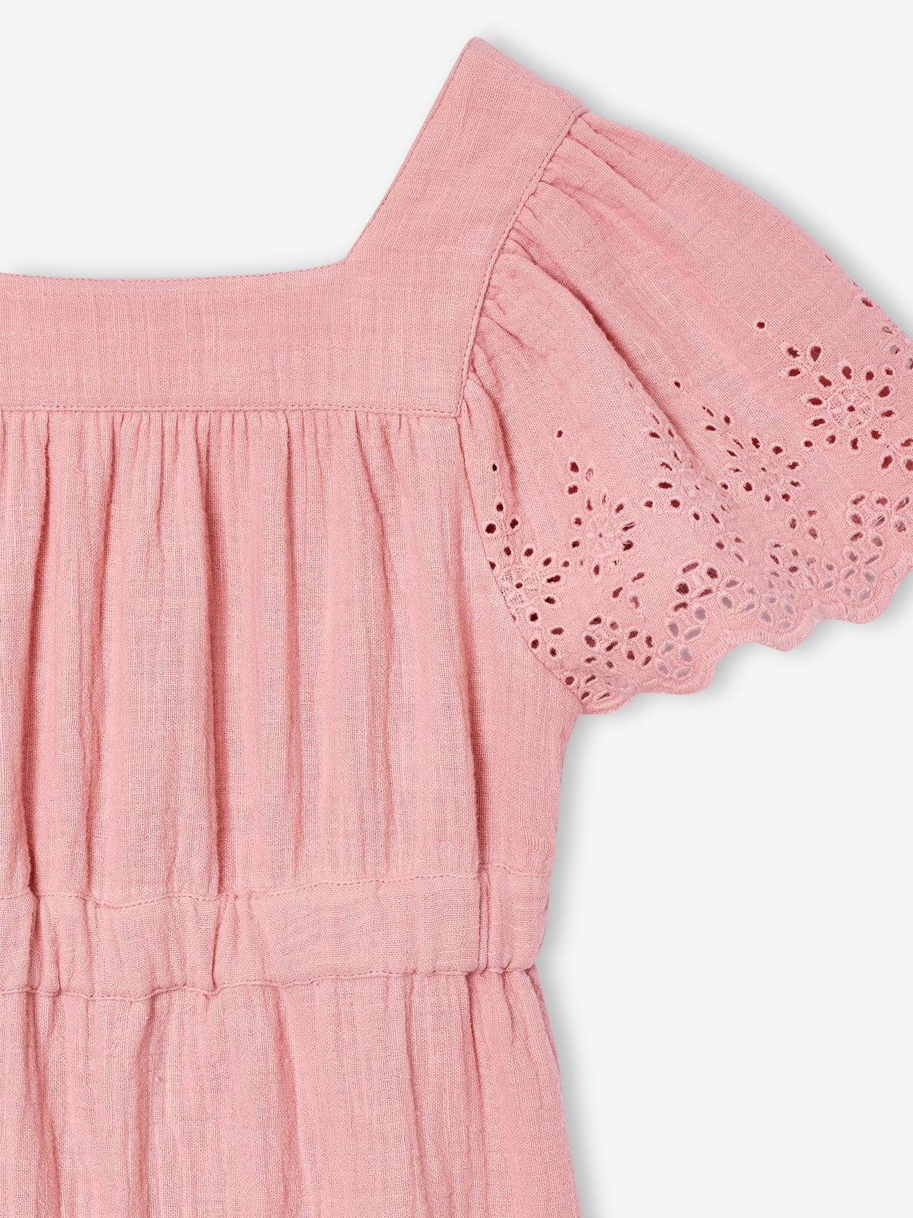 Thumbnail - Mädchen Jumpsuit aus Musselin mit Stickerei blush