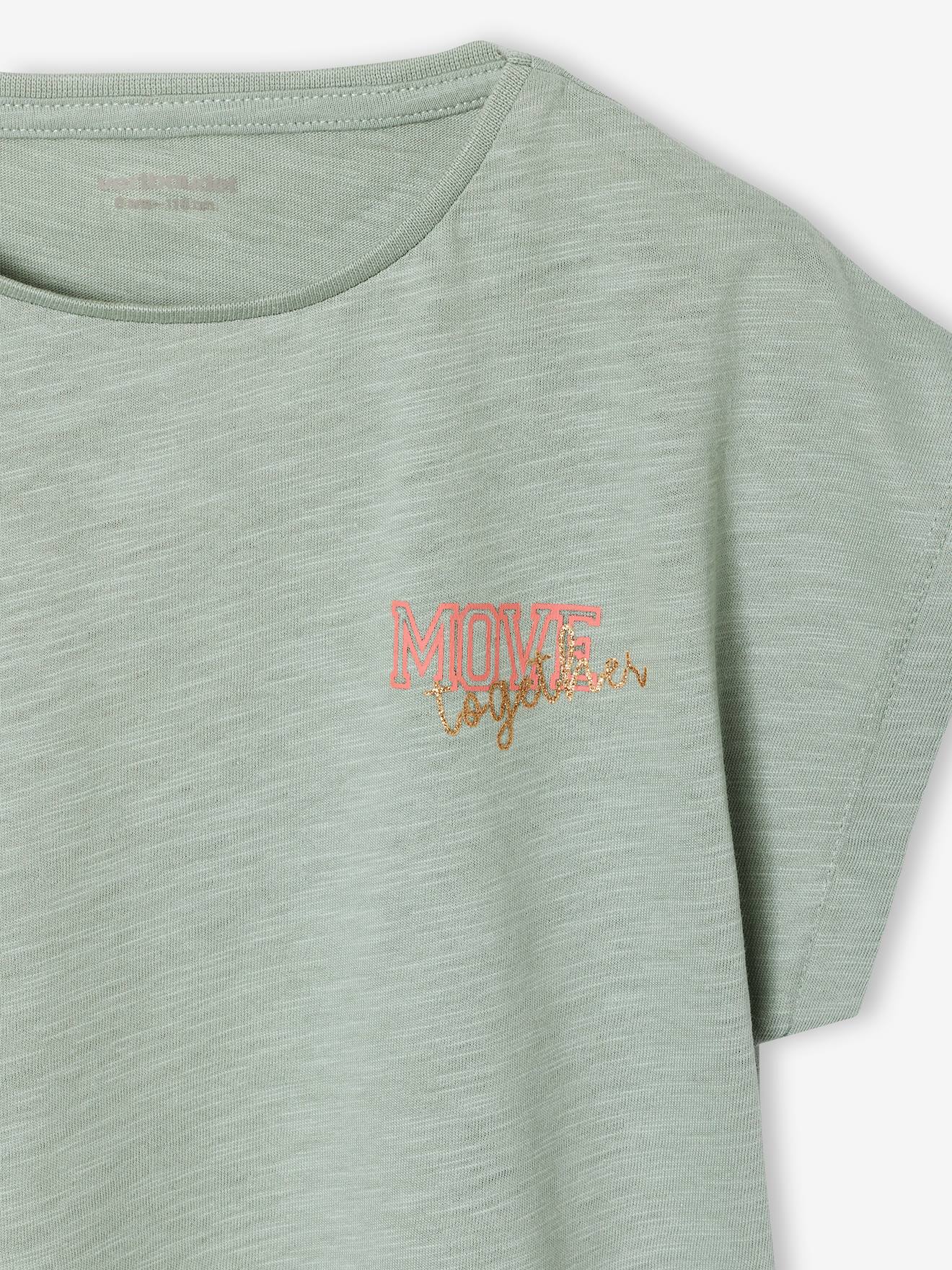 Thumbnail - T-Shirt Mädchen Rundhals BASIC mit Recyclingmaterial salbei